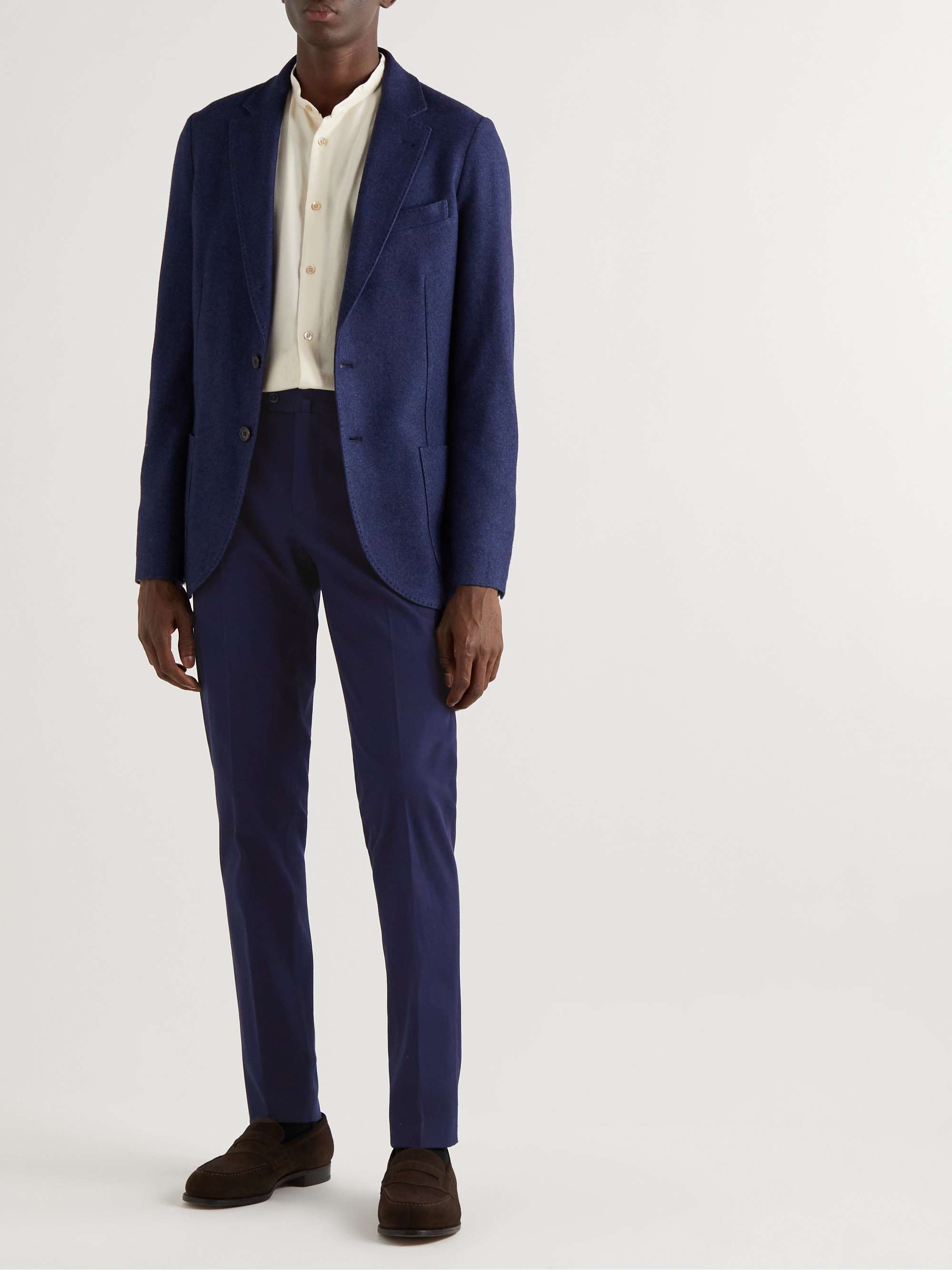 LORO PIANA Slim-Fit Tapered Stretch-Cotton Twill Trousers