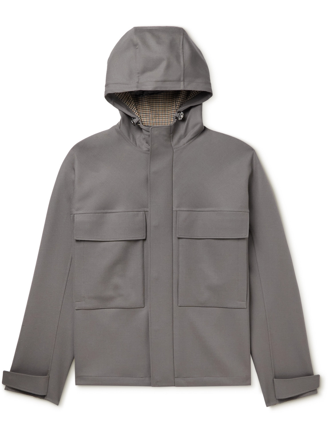 Loro Piana Holburn Rain System Stretch-wool Hooded Jacket In Gray
