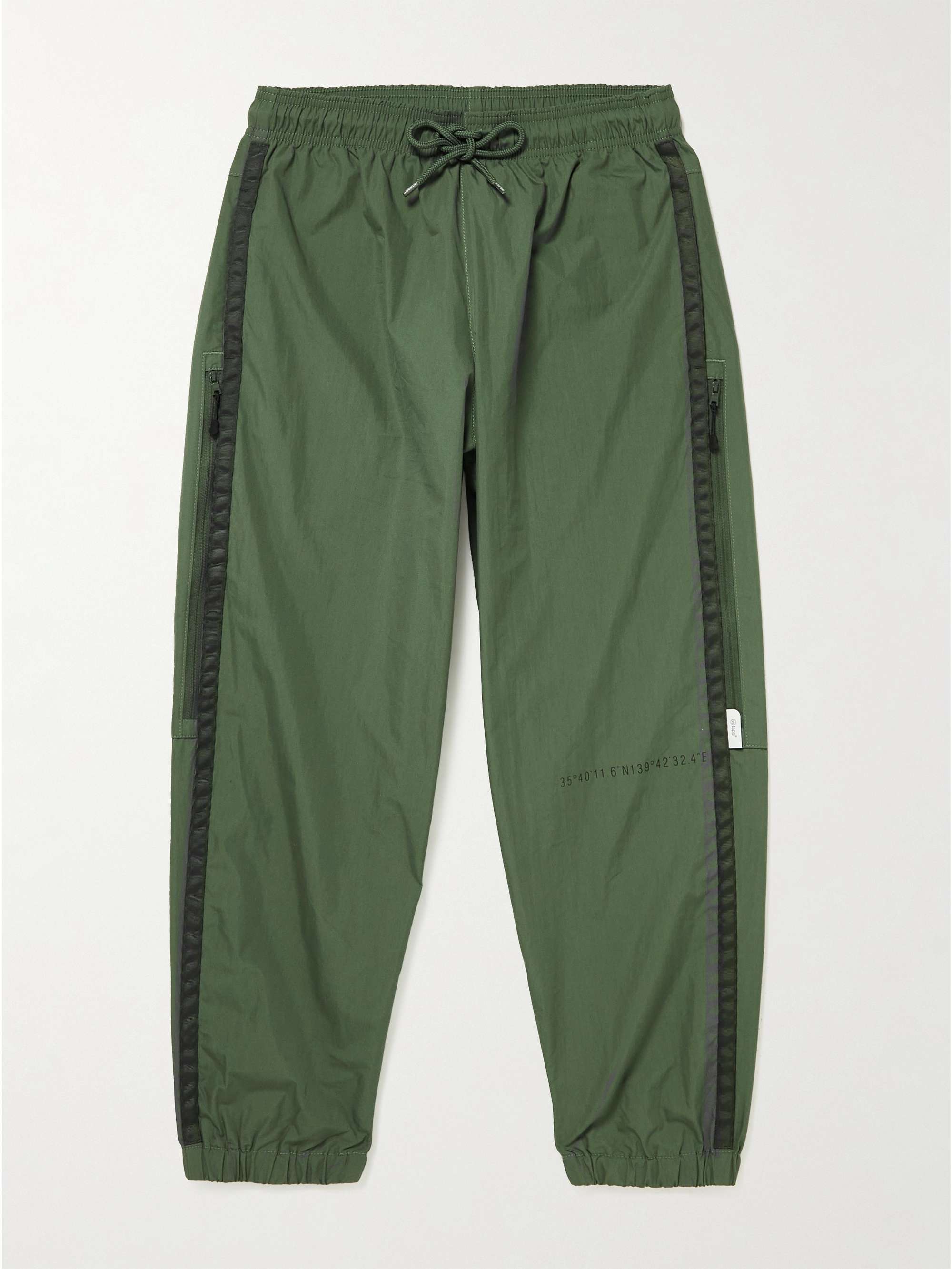 WTAPS® Straight-Leg Grosgrain-Trimmed Cotton-Blend Shell Sweatpants