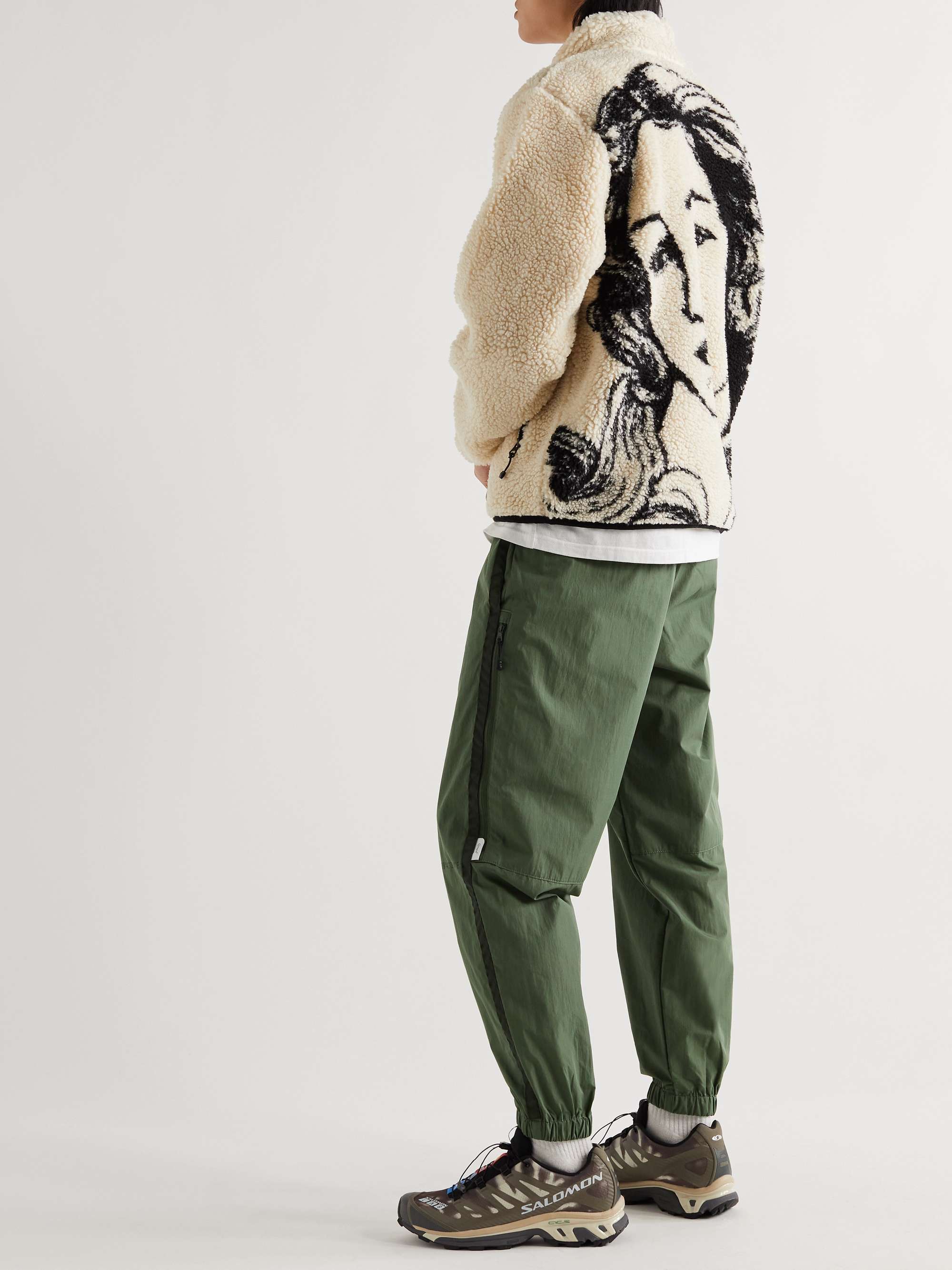 Straight Leg Grosgrain Trimmed Cotton Blend Shell Sweatpants