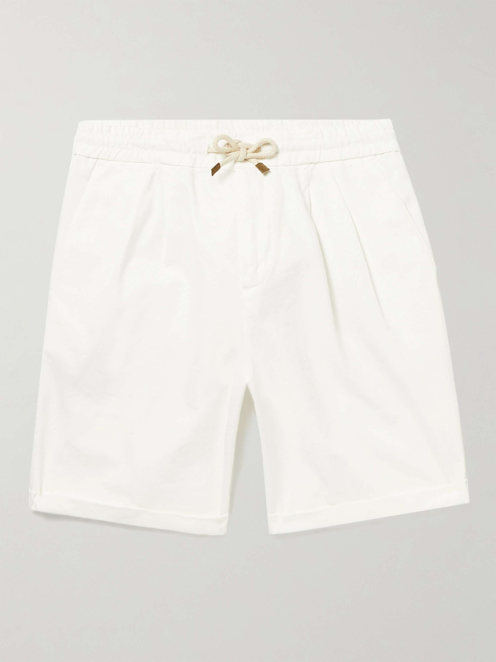 BRUNELLO CUCINELLI Pleated Cotton-Twill Drawstring Bermuda Shorts for ...