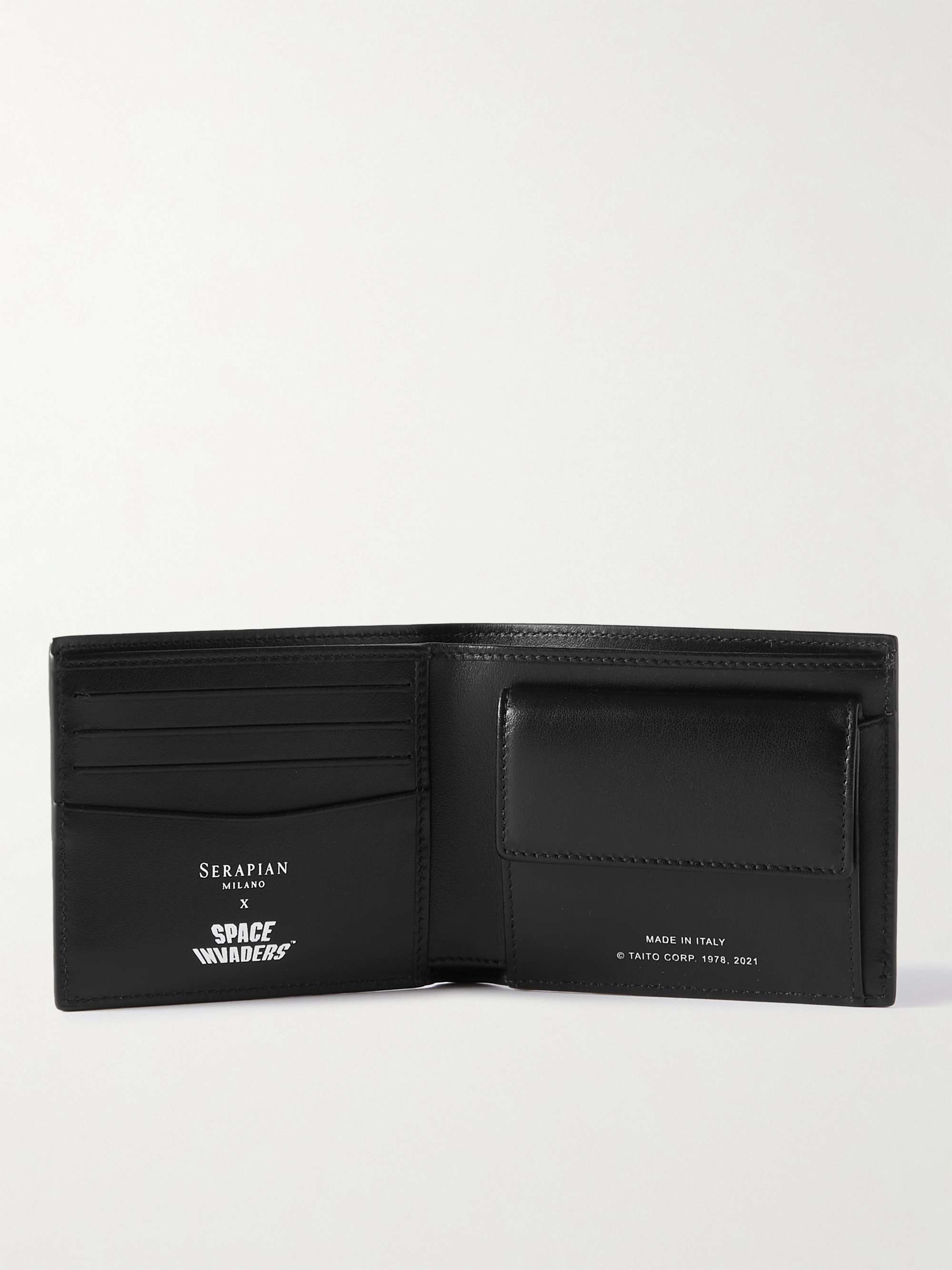 SERAPIAN + Space Invaders Printed Stepan Coated-Canvas and Leather Billfold Wallet