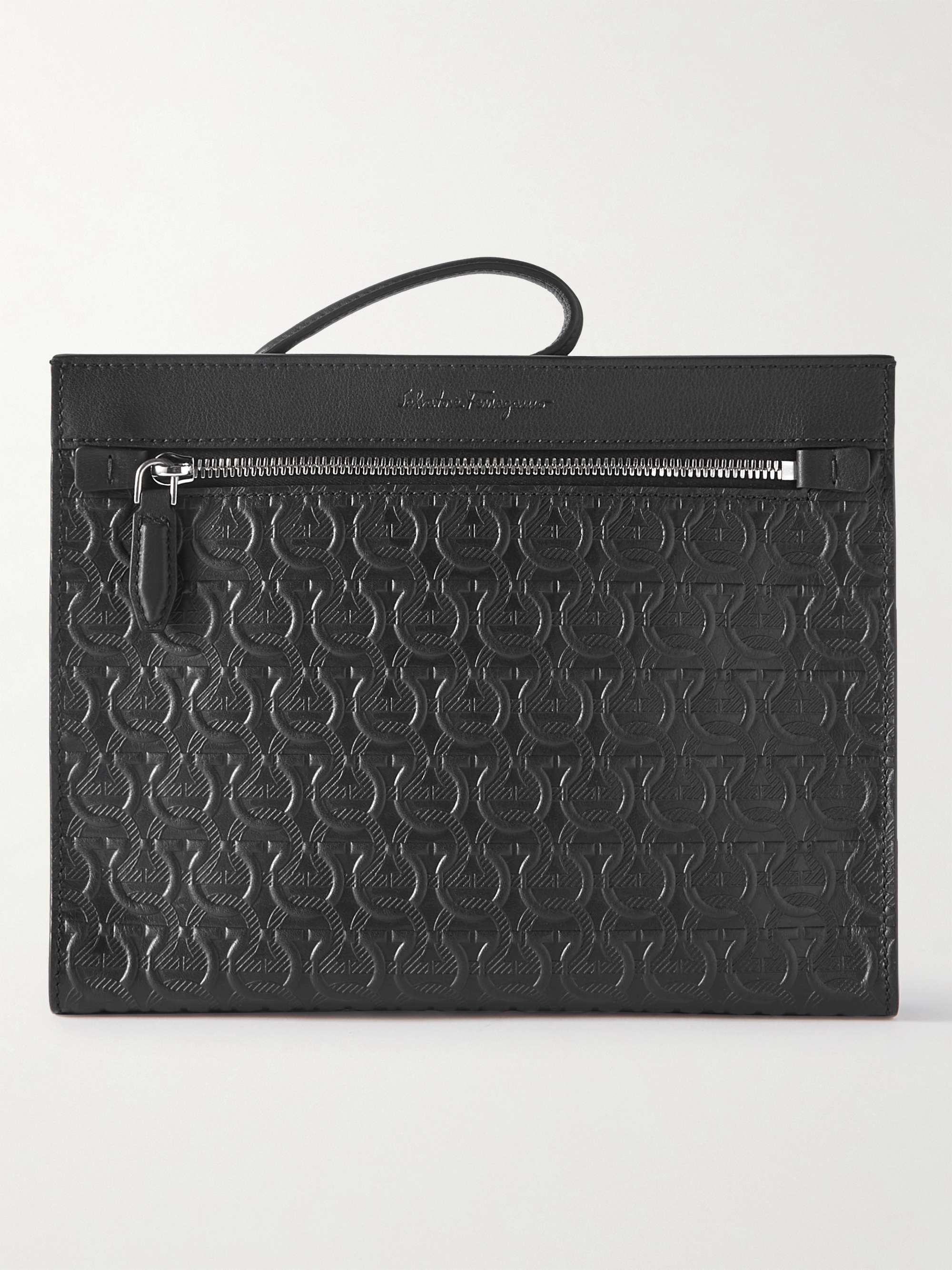 FERRAGAMO Logo-Embossed Leather Pouch