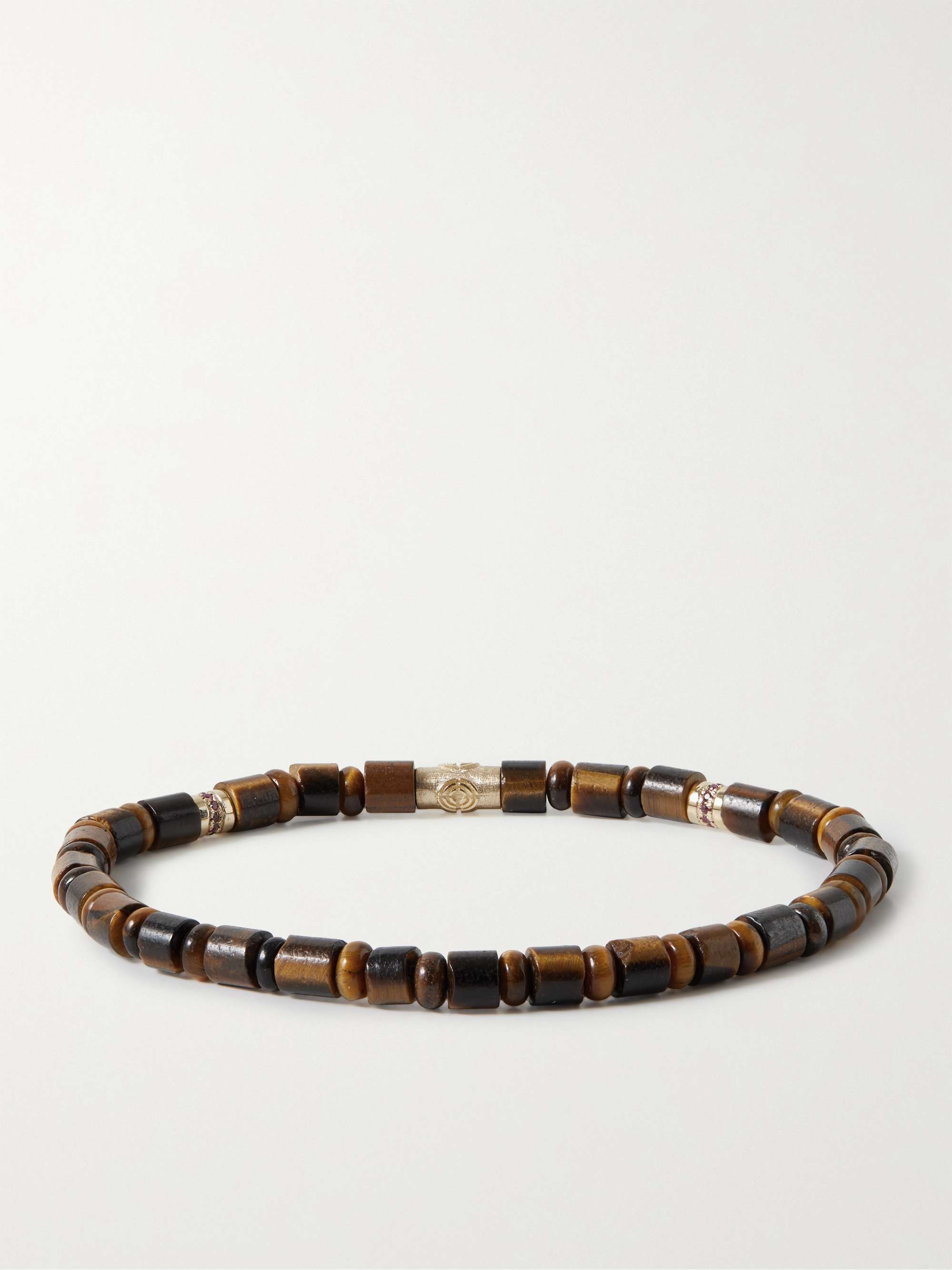 LUIS MORAIS Stargate Gold, Ruby and Tiger's Eye Beaded Bracelet