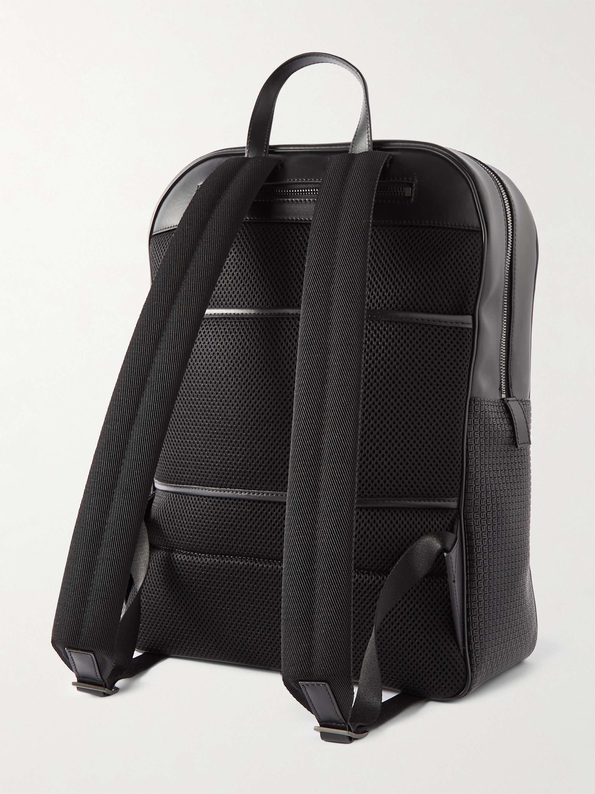 SERAPIAN + Space Invaders Leather-Trimmed Printed Stepan Coated-Canvas Backpack