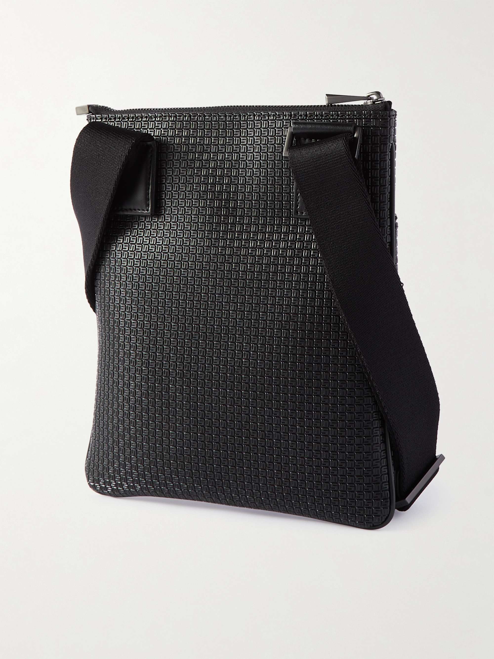 SERAPIAN + Space Invaders Leather-Trimmed Printed Stepan Coated-Canvas Messenger Bag