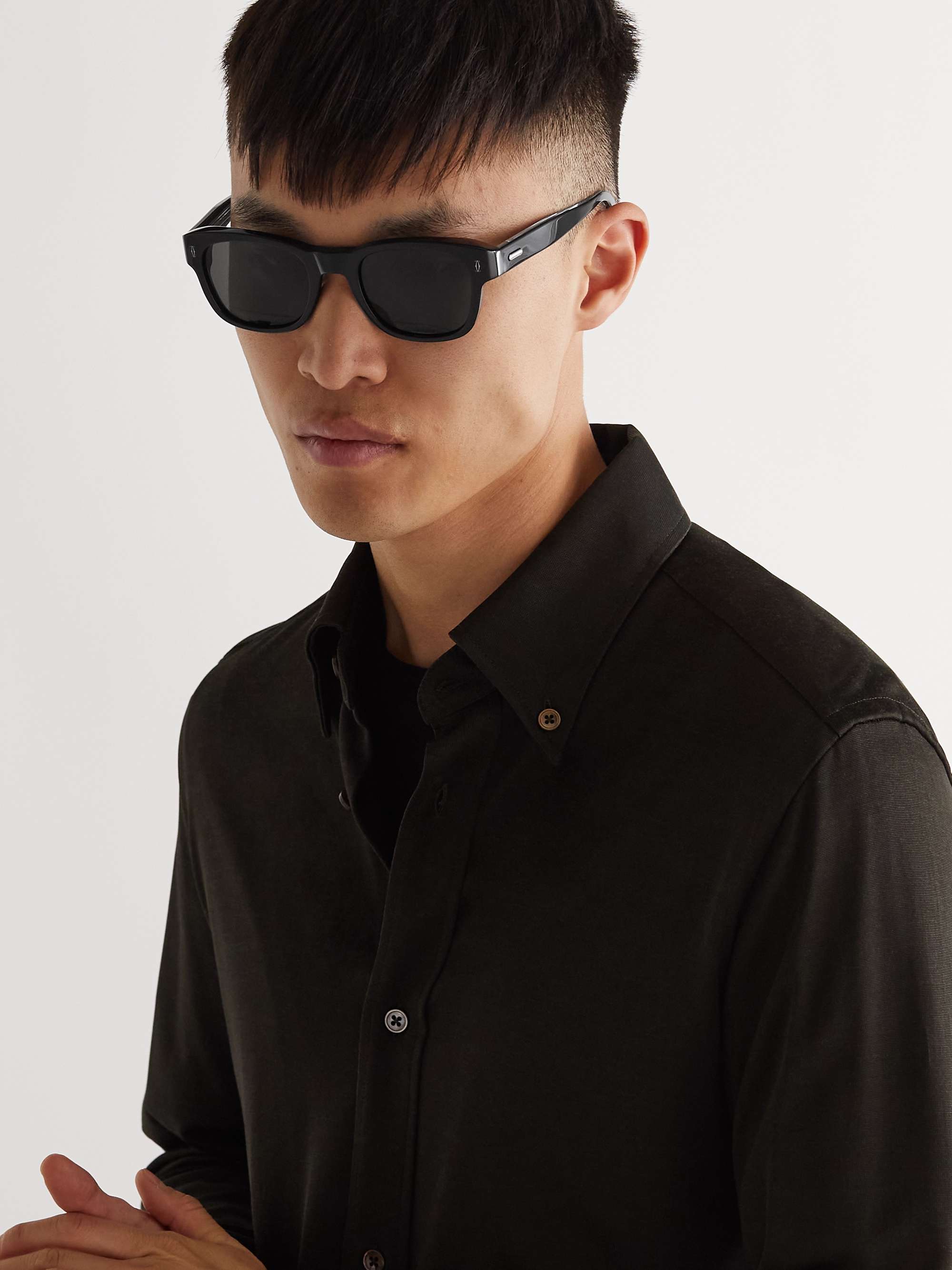 CARTIER EYEWEAR Square-Frame Tortoiseshell Acetate Sunglasses