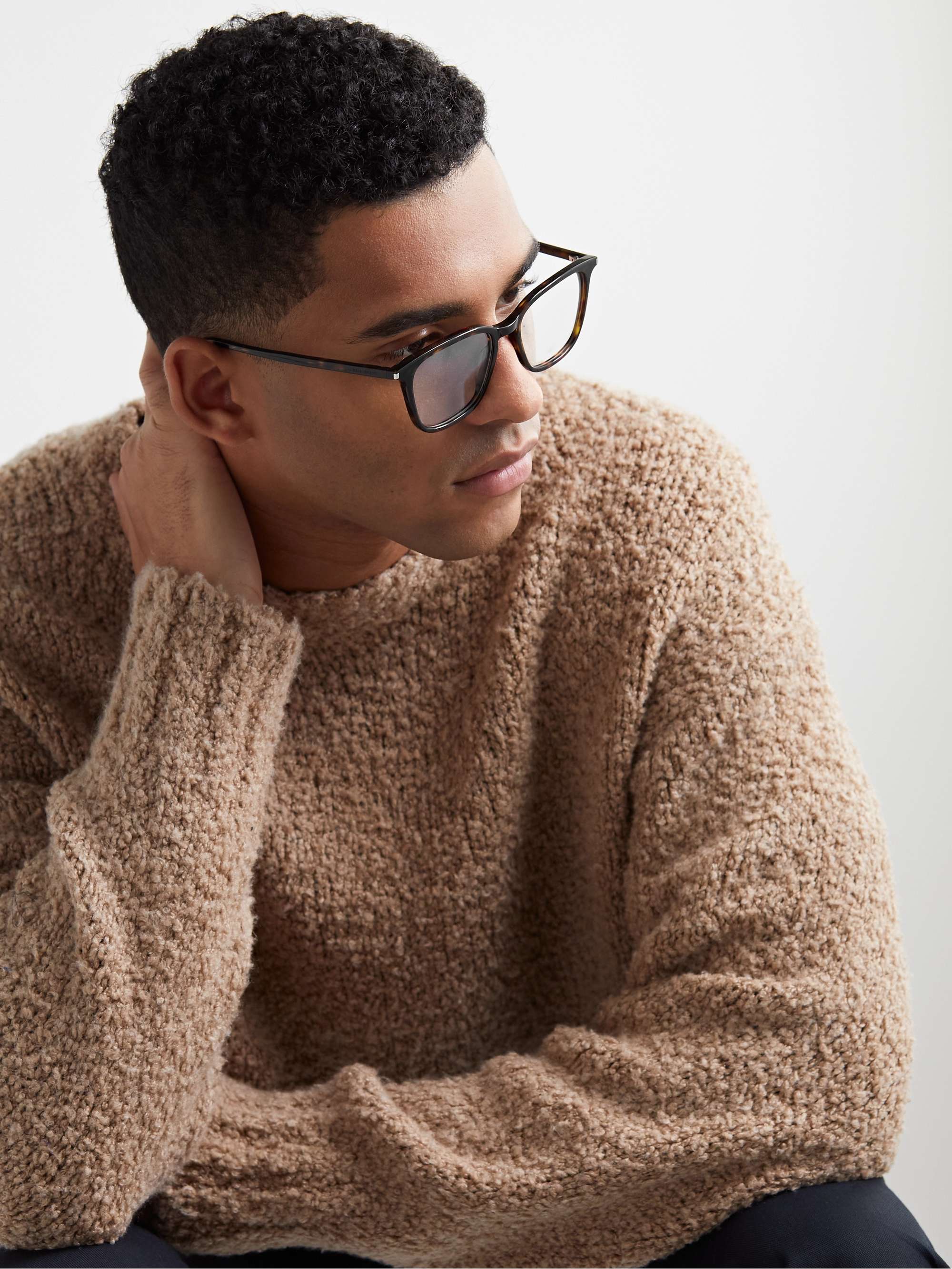 SAINT LAURENT EYEWEAR Square-Frame Tortoiseshell Acetate Optical Glasses
