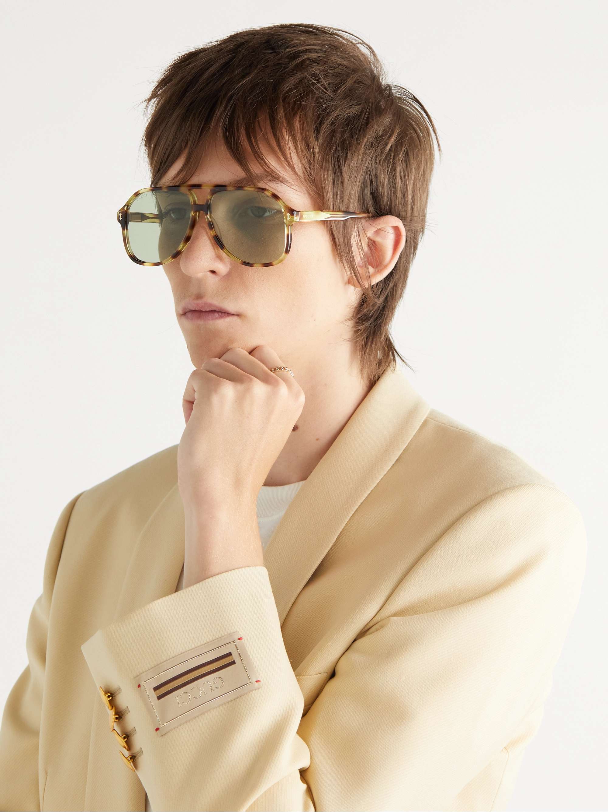 GUCCI EYEWEAR Aviator-Style Tortoiseshell Acetate Sunglasses