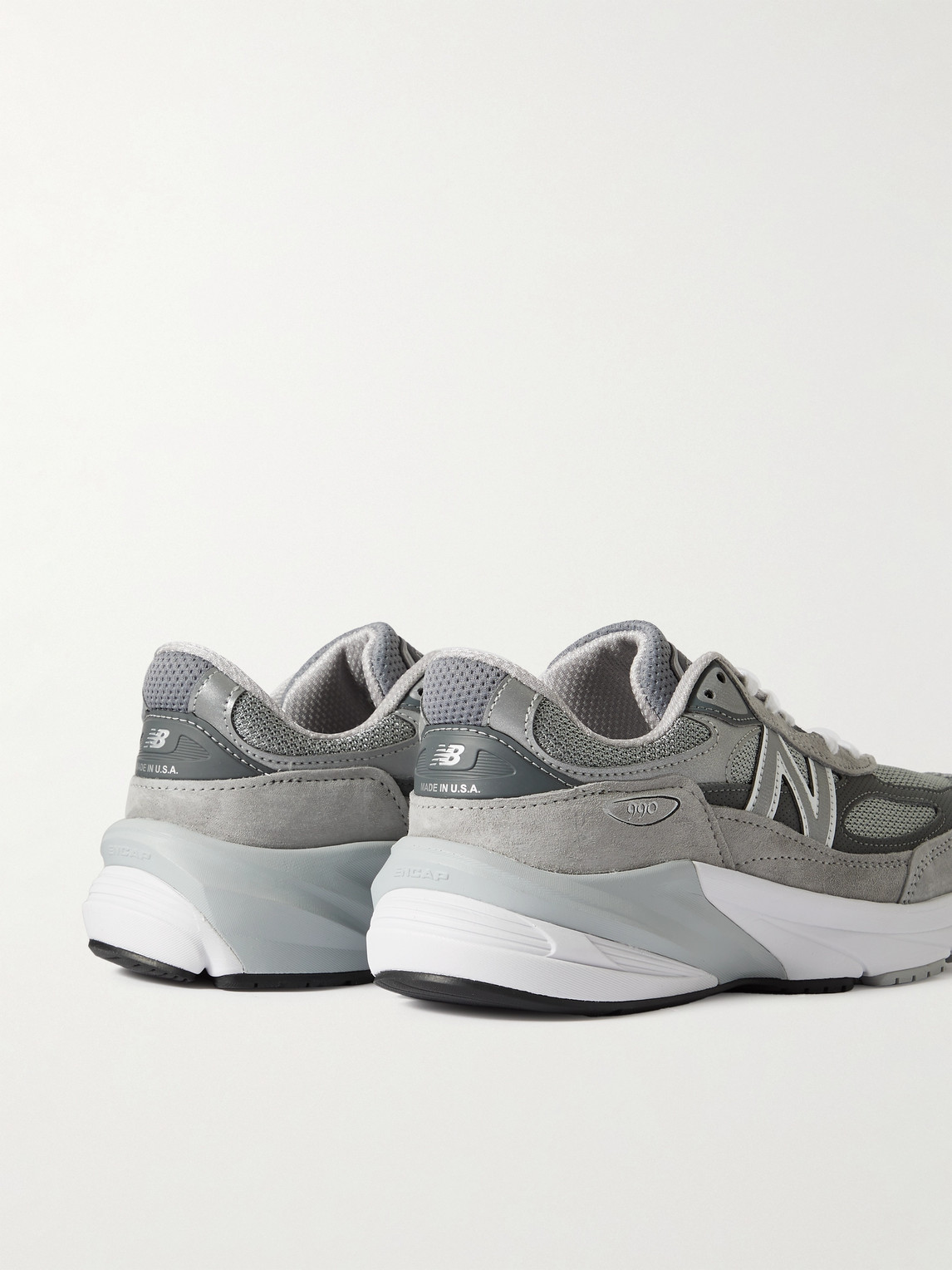 Shop New Balance 990 V6 Leather-trimmed Suede And Mesh Sneakers In Gray