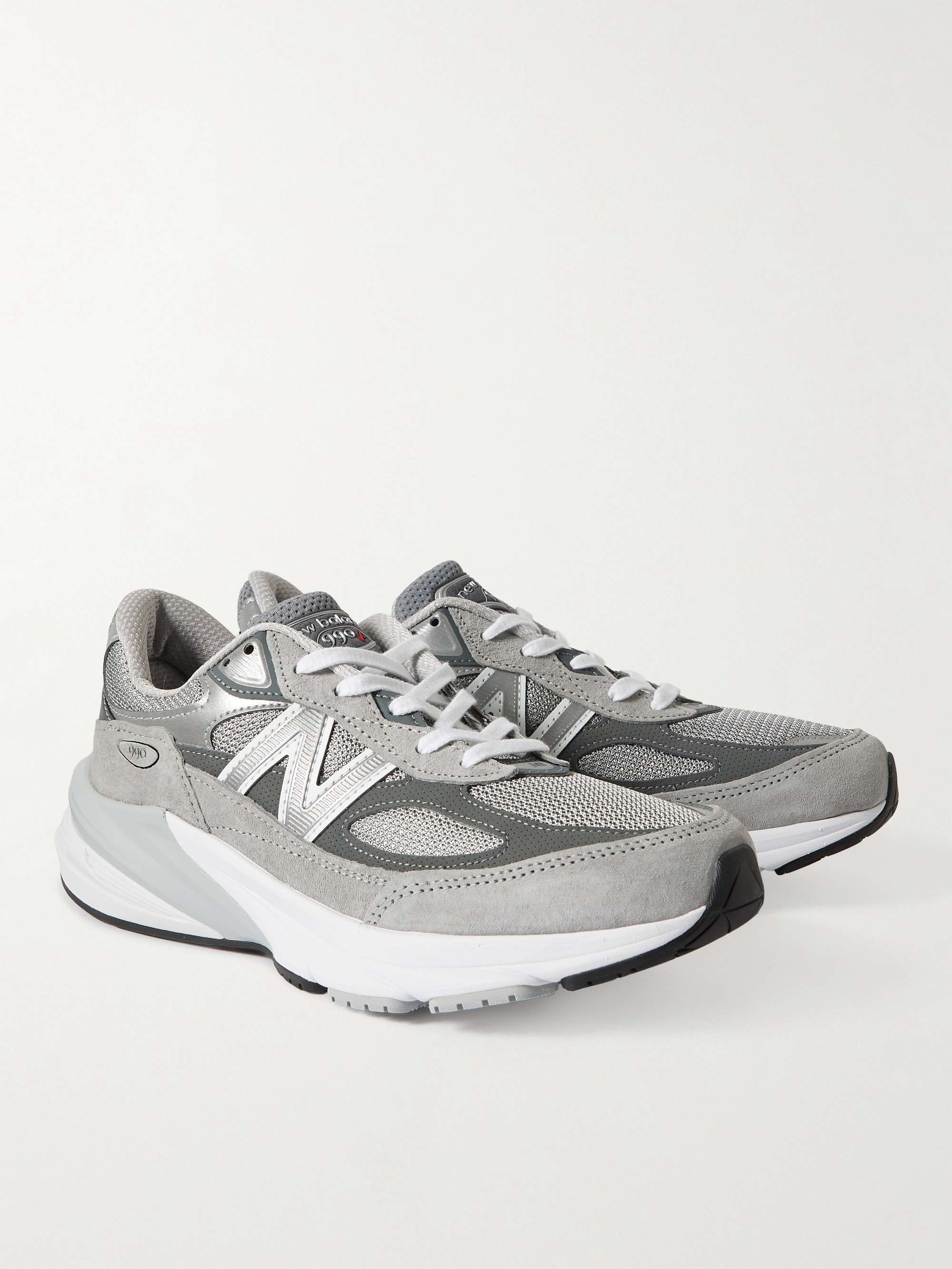 NEW BALANCE 990 V6 Leather-Trimmed Suede and Mesh Sneakers for Men | MR ...