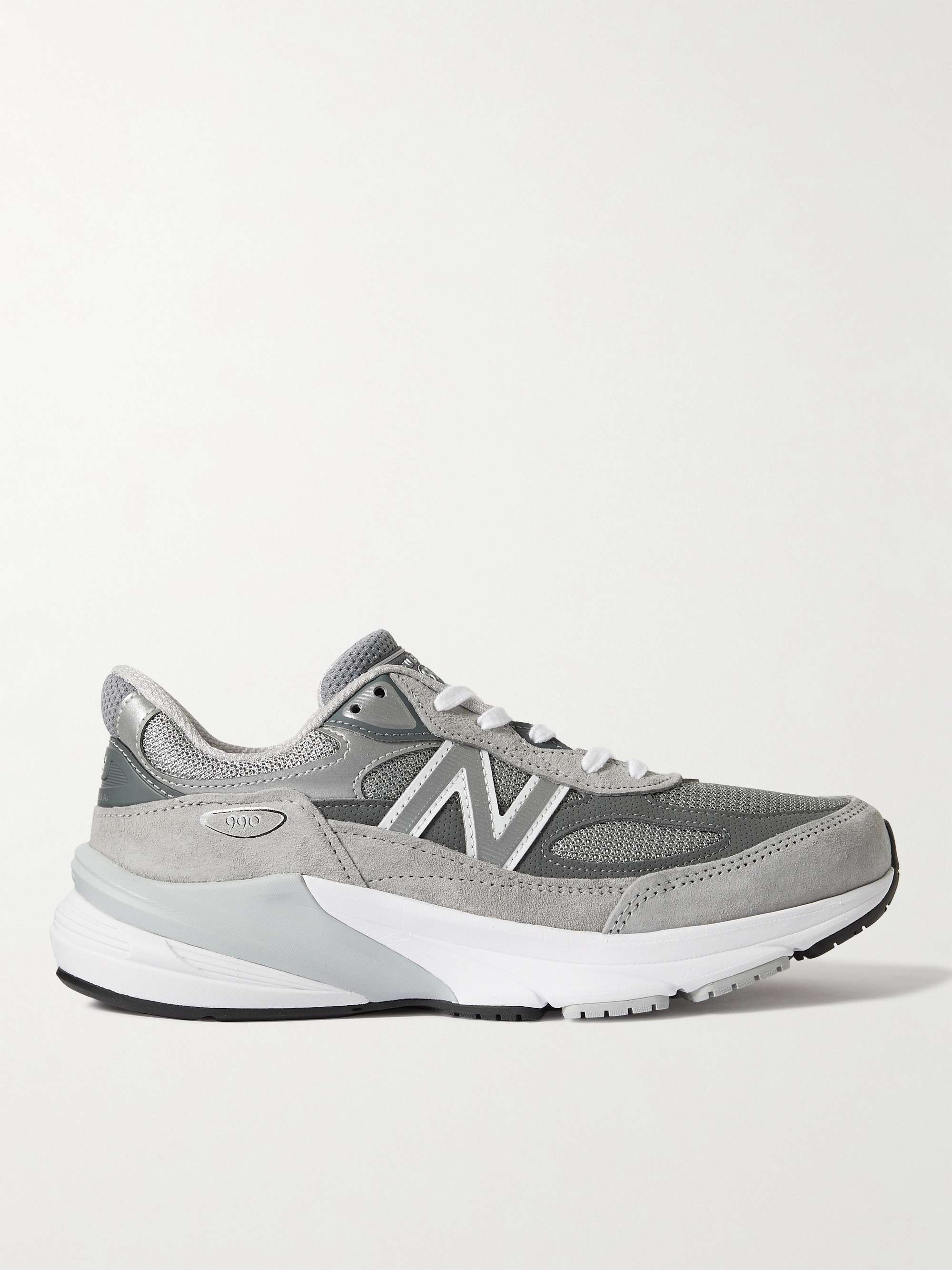 990 V6 Leather-Trimmed Suede and Mesh Sneakers