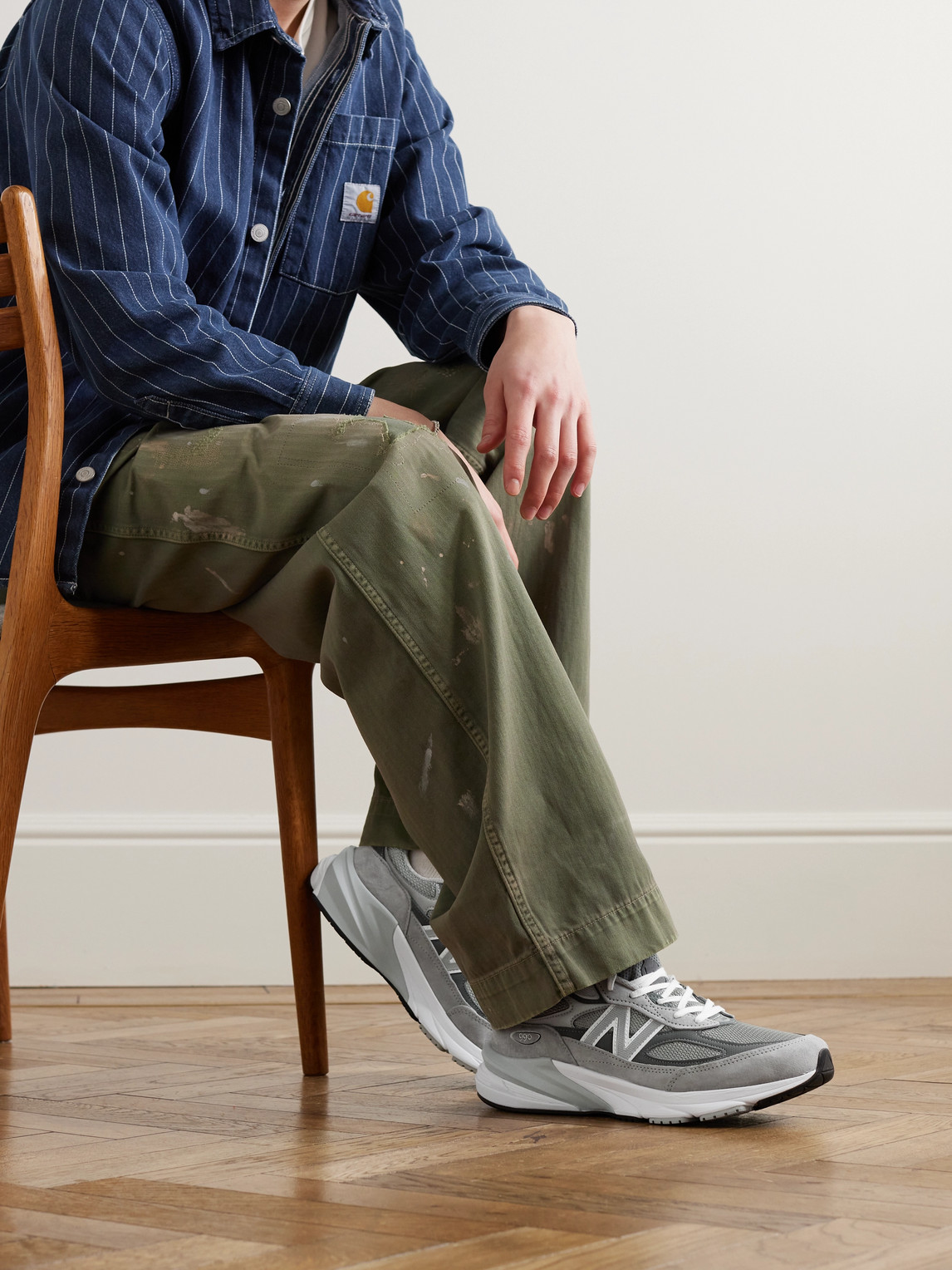 Shop New Balance 990v6 Leather-trimmed Suede And Mesh Sneakers In Gray