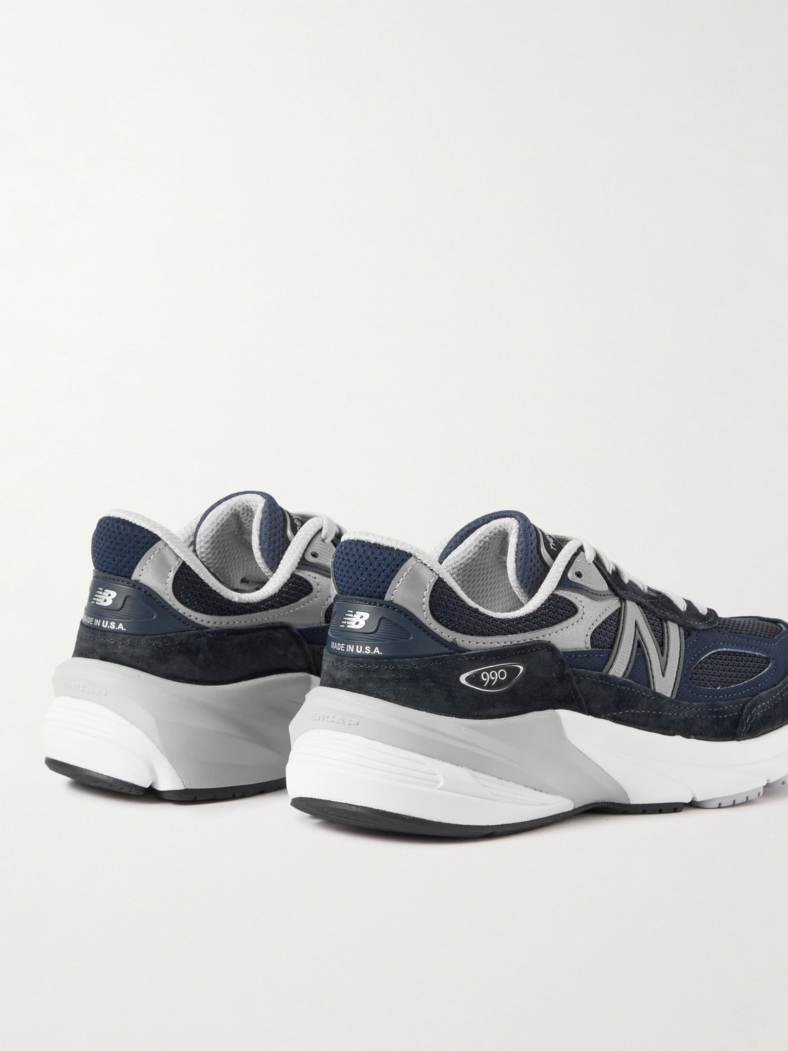 New Balance Printed Suede Mesh Sneakers With Cushioned Sole In Blue