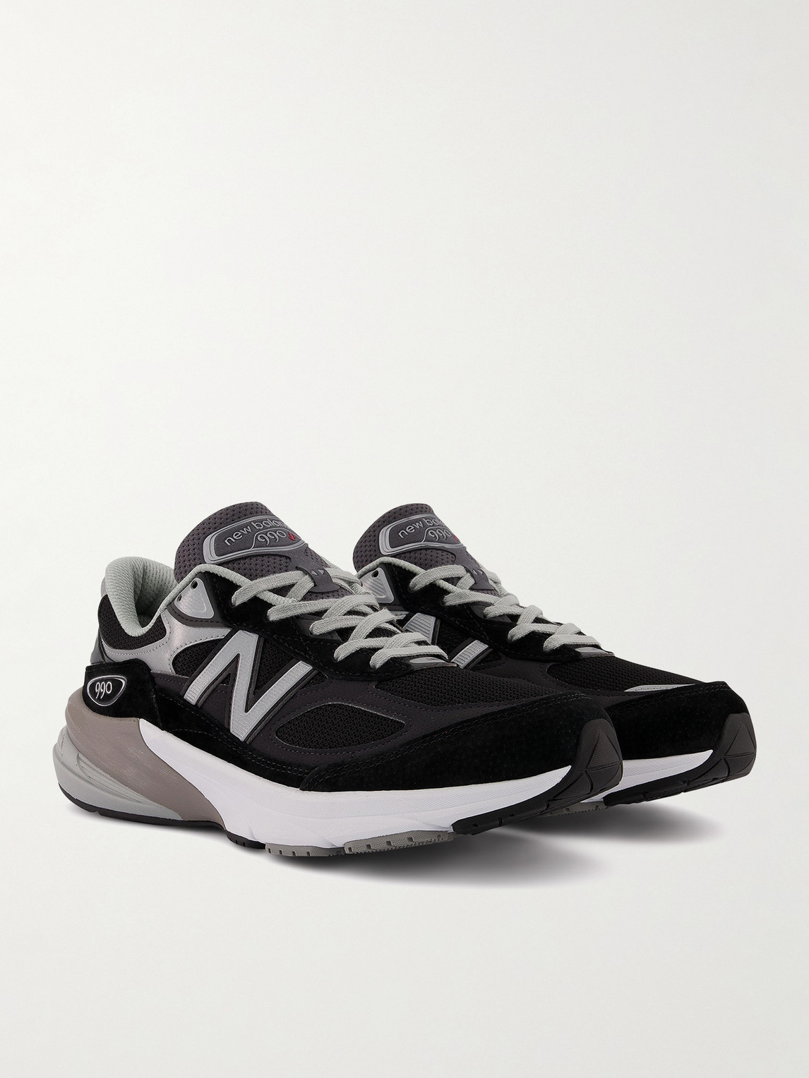 NEW BALANCE 990V6 LEATHER-TRIMMED SUEDE AND MESH SNEAKERS
