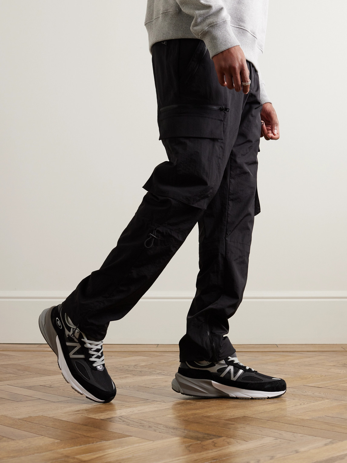 Shop New Balance 990v6 Leather-trimmed Suede And Mesh Sneakers In Black