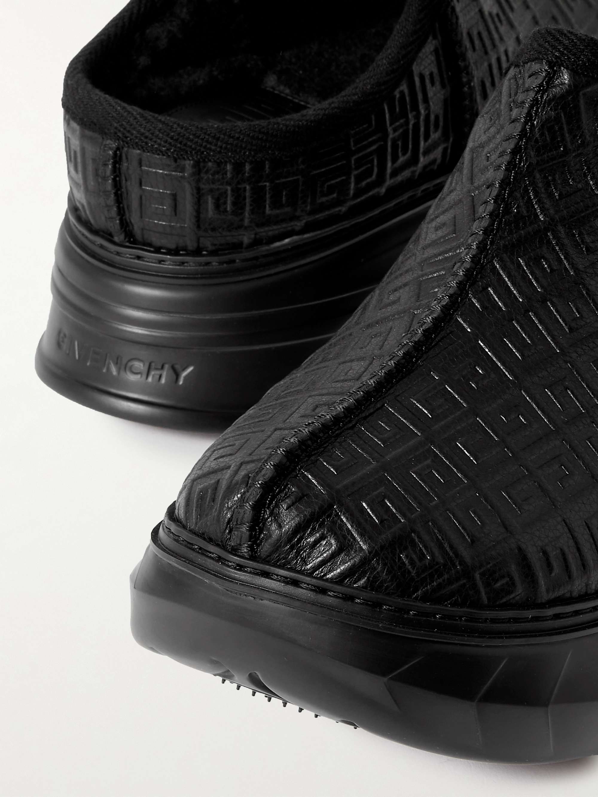 GIVENCHY Winter Mallow Logo-Embossed Faux Shearling-Lined Leather Mules