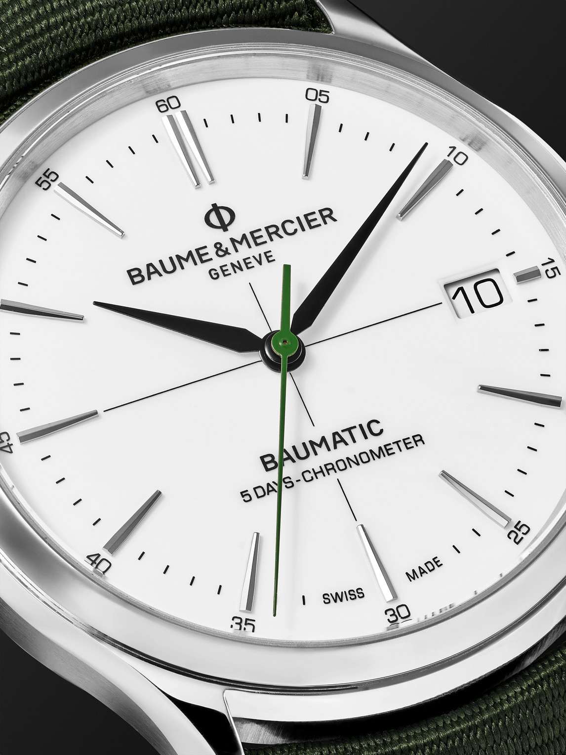 Shop Baume & Mercier Mr Porter 10th Birthday Edition Clifton Baumatic Automatic Chronometer 40mm Steel And Canvas Watch,  In White