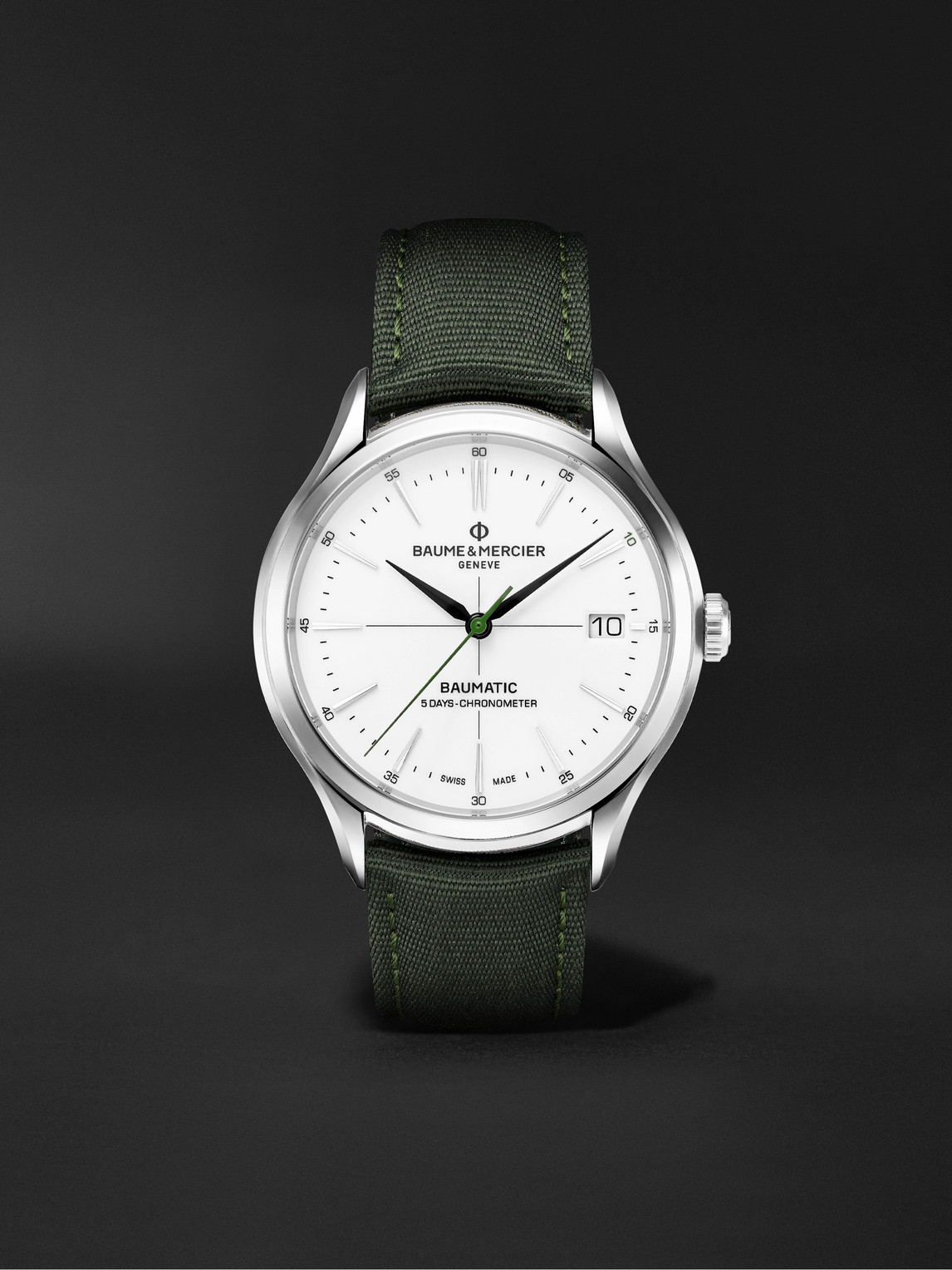 Baume & Mercier Mr Porter 10th Birthday Edition Clifton Baumatic Automatic Chronometer 40mm Steel And Canvas Watch, In White
