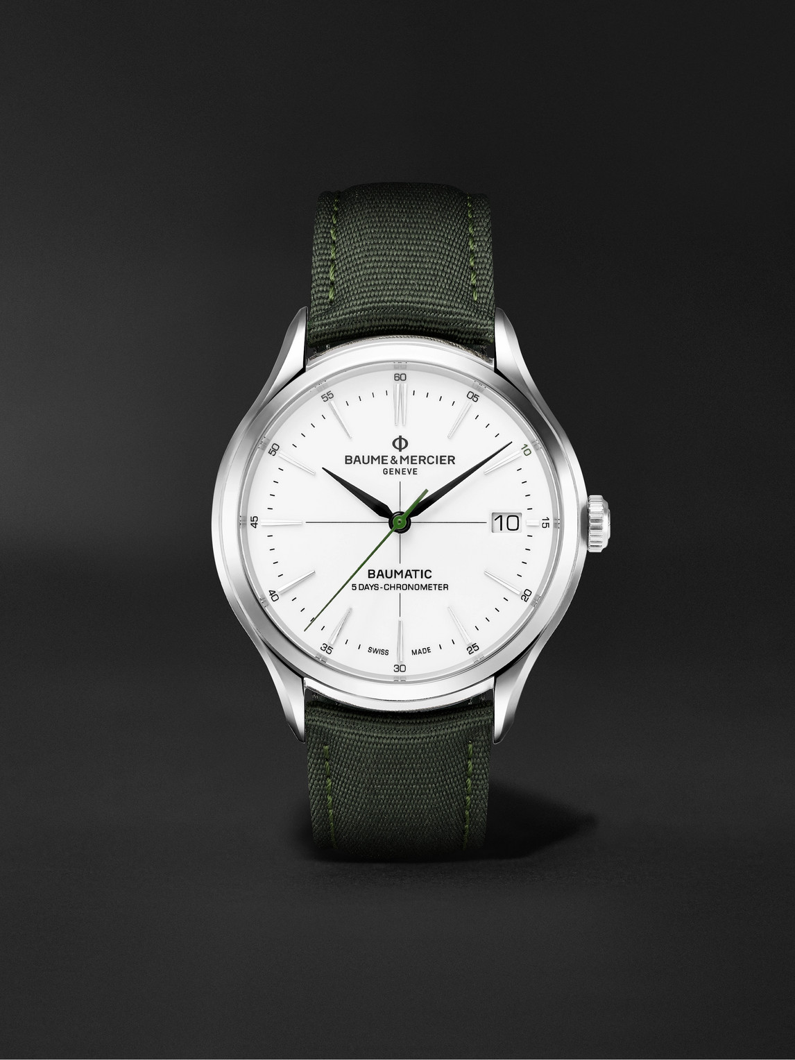 Baume & Mercier - MR PORTER 10th Birthday Edition Clifton Baumatic Automatic Chronometer 40mm Steel and Canvas Watch, Ref. No. M0A10664 - Men - White