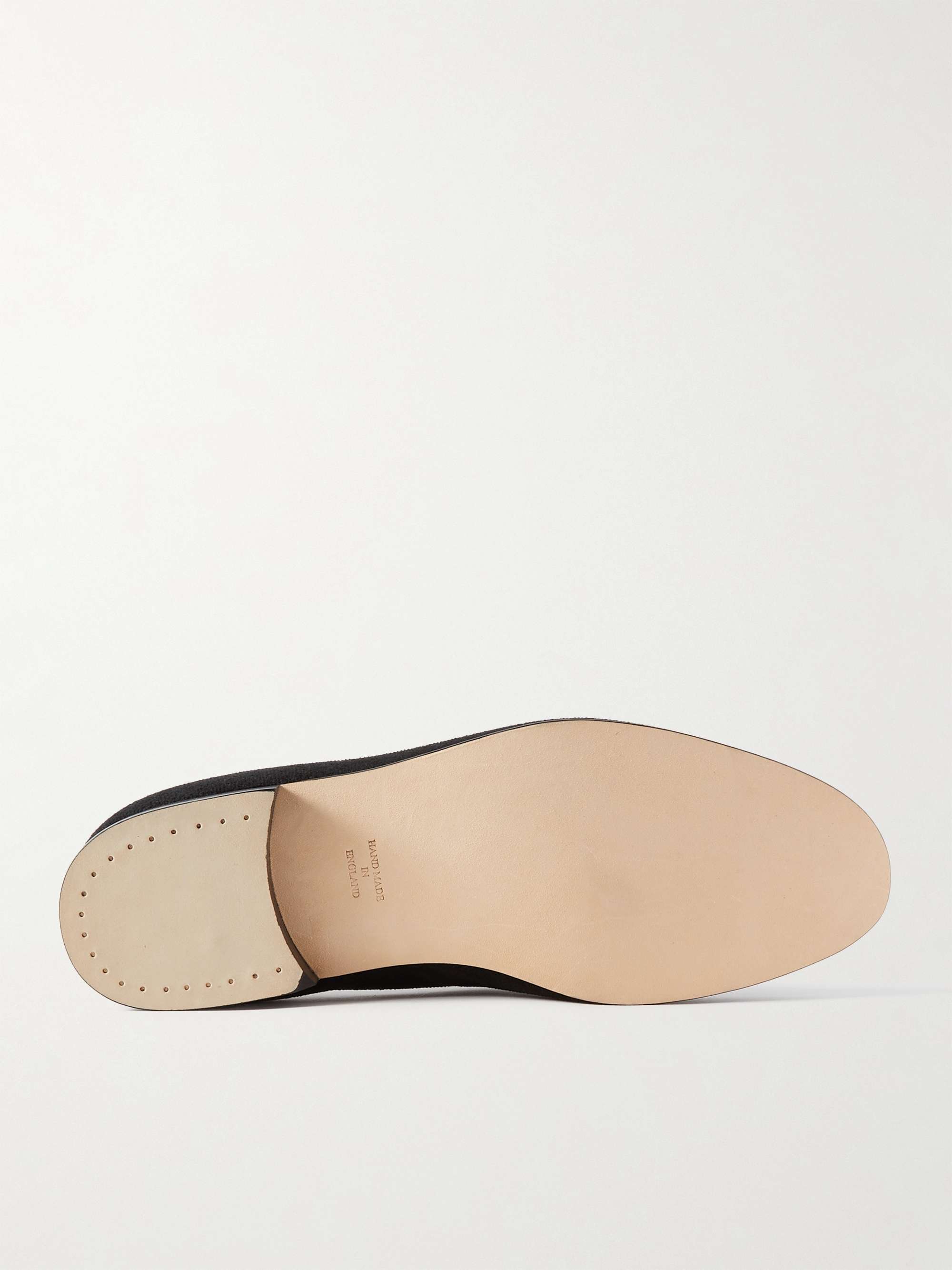 GEORGE CLEVERLEY Albert Leather-Trimmed Embroidered Velvet Loafers