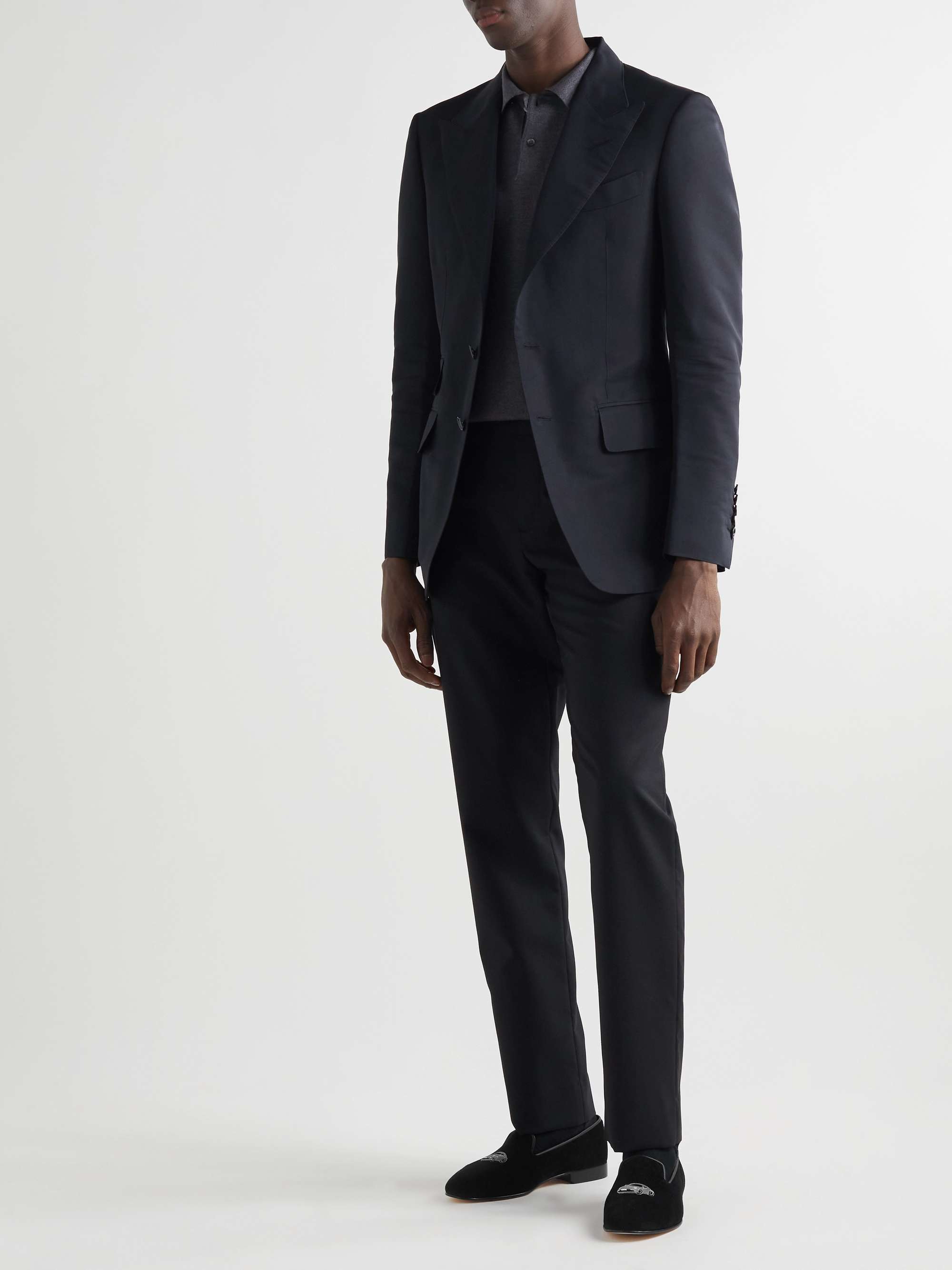 GEORGE CLEVERLEY Albert Leather-Trimmed Embroidered Velvet Loafers