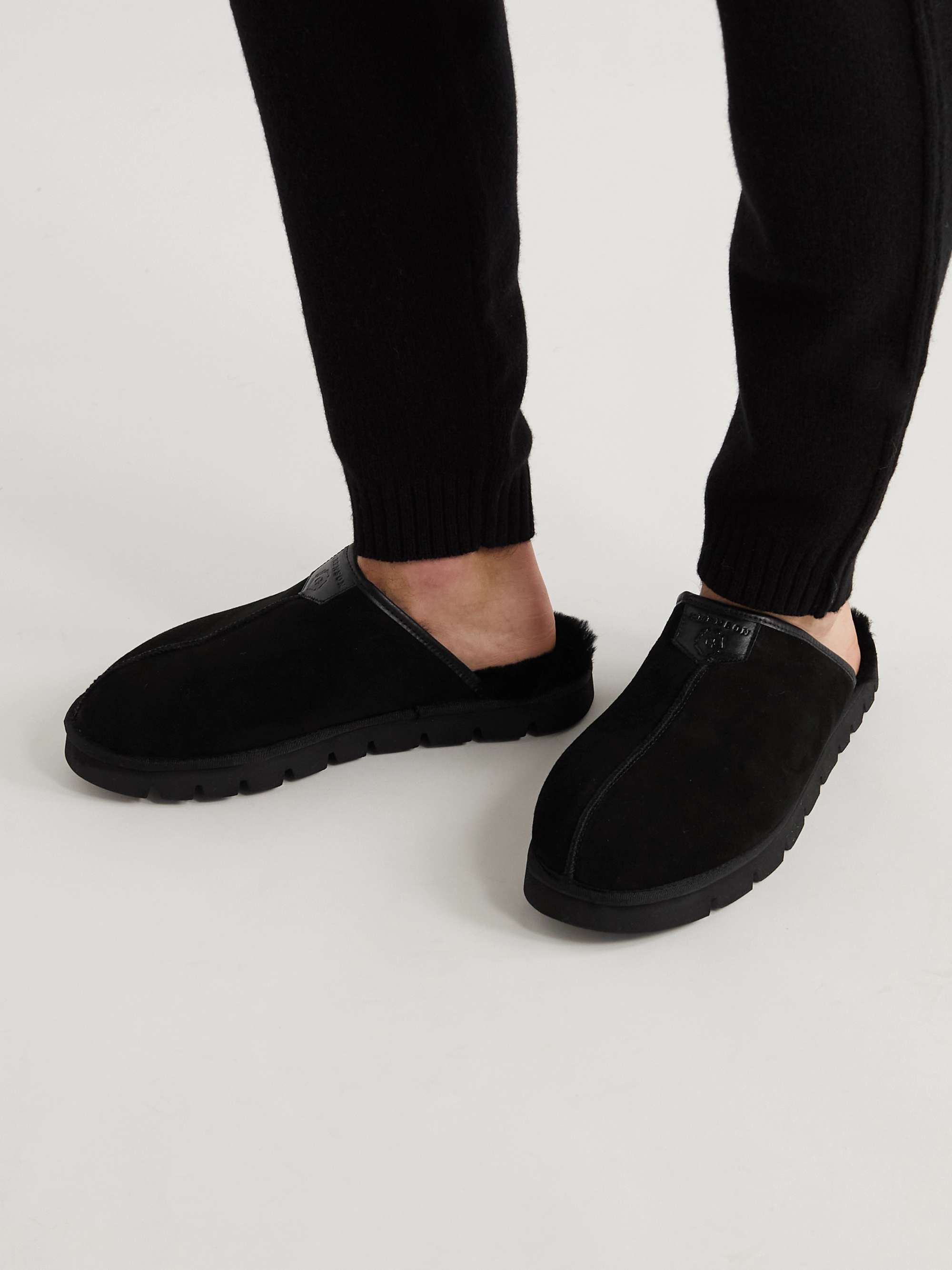 GRENSON Wainwright Shearling-Lined Suede Slippers
