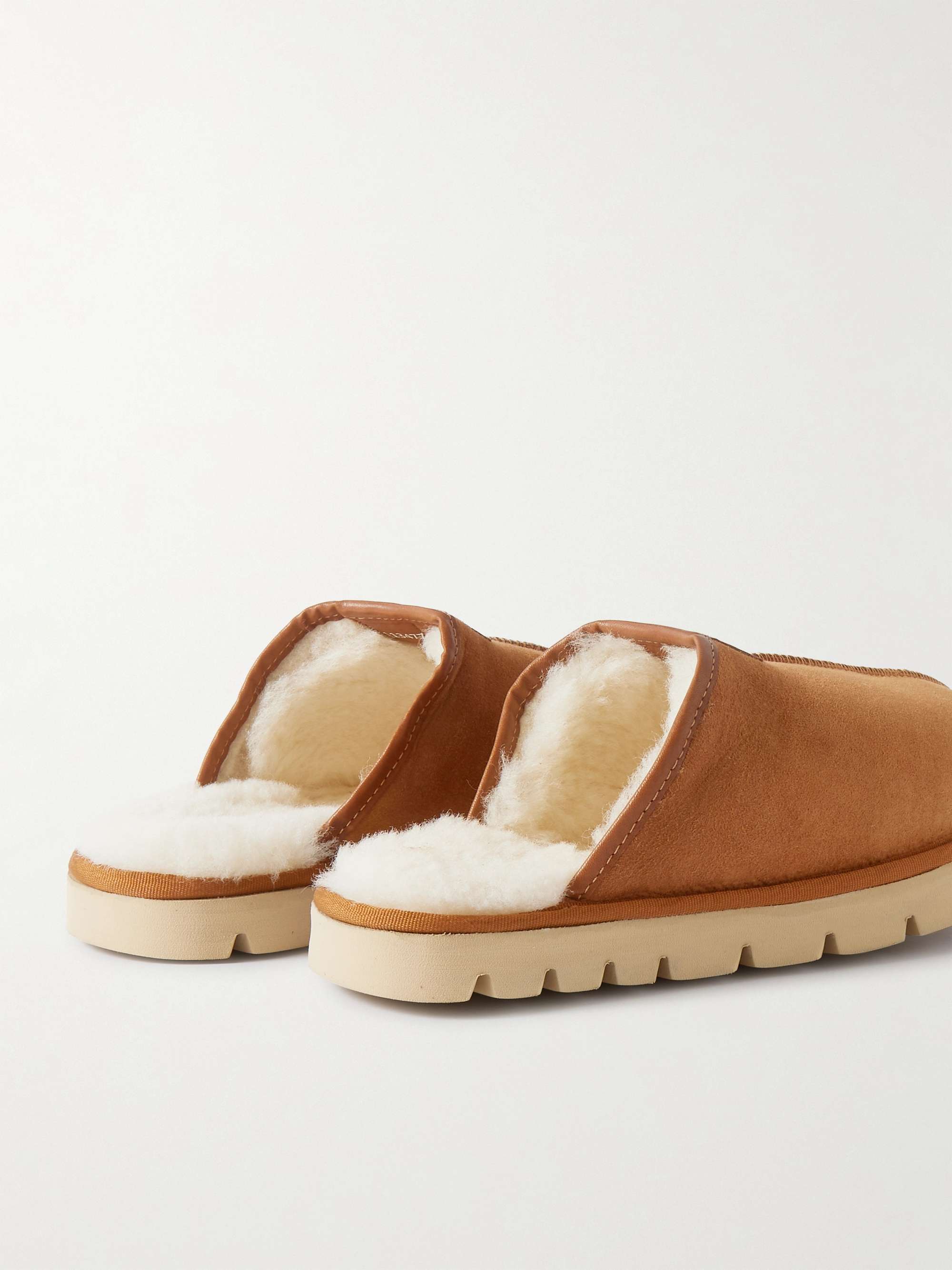 GRENSON Wainwright Shearling-Lined Suede Slippers