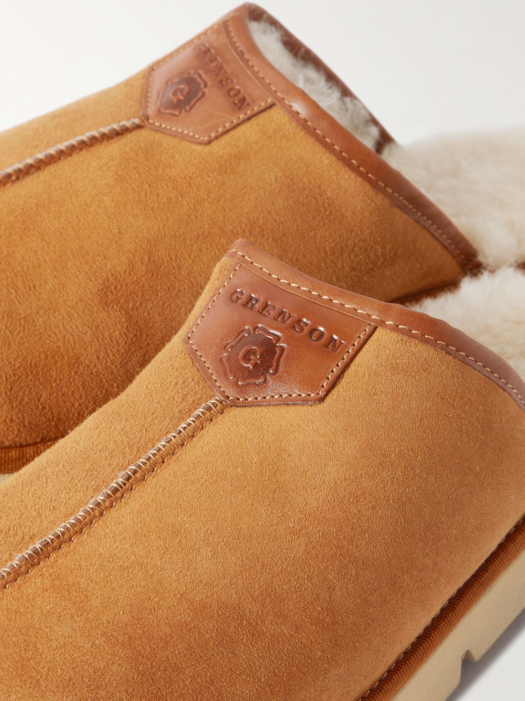 GRENSON Wainwright Shearling-Lined Suede Slippers