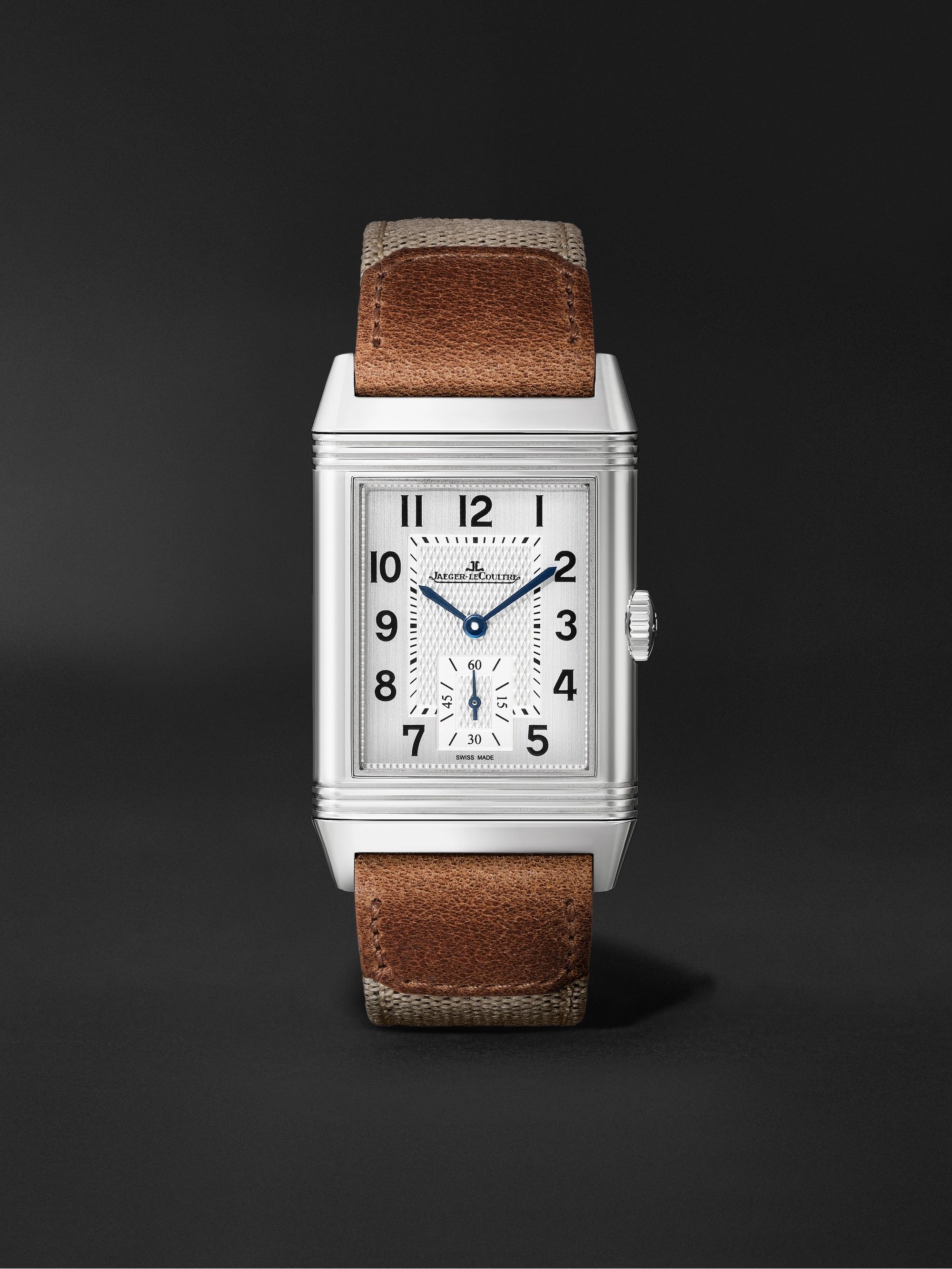 JAEGER-LECOULTRE + MR PORTER Reverso Classic London Limited Edition Hand-Wound Stainless Steel, Canvas and Casa Fagliano Leather Watch, Ref. No. JLQ385852L