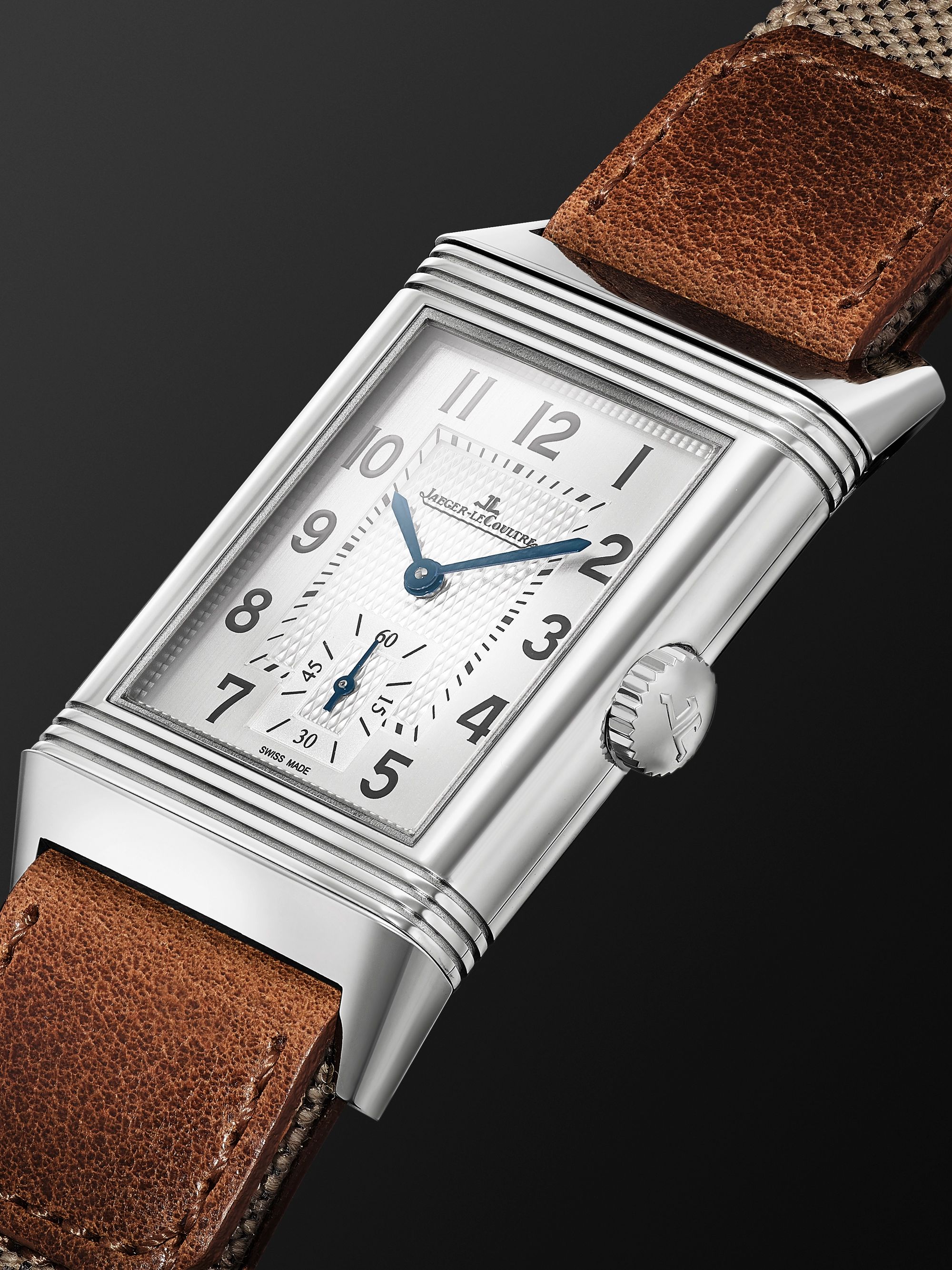 JAEGER-LECOULTRE + MR PORTER Reverso Classic London Limited Edition Hand-Wound Stainless Steel, Canvas and Casa Fagliano Leather Watch, Ref. No. JLQ385852L