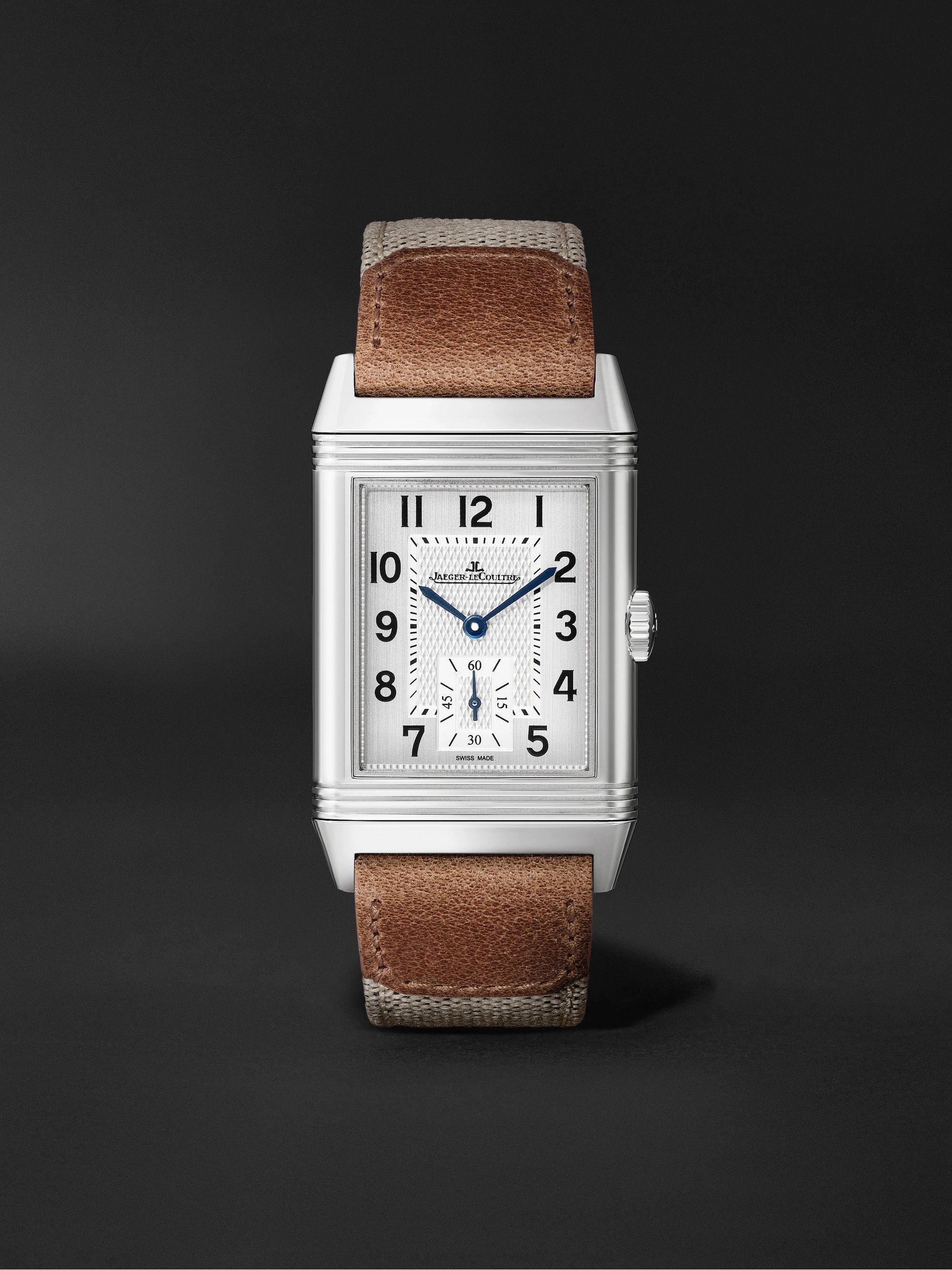 JAEGER-LECOULTRE + MR PORTER Reverso Classic Milan Limited Edition Hand-Wound Stainless Steel, Canvas and Casa Fagliano Leather Watch, Ref. No. JLQ385852M