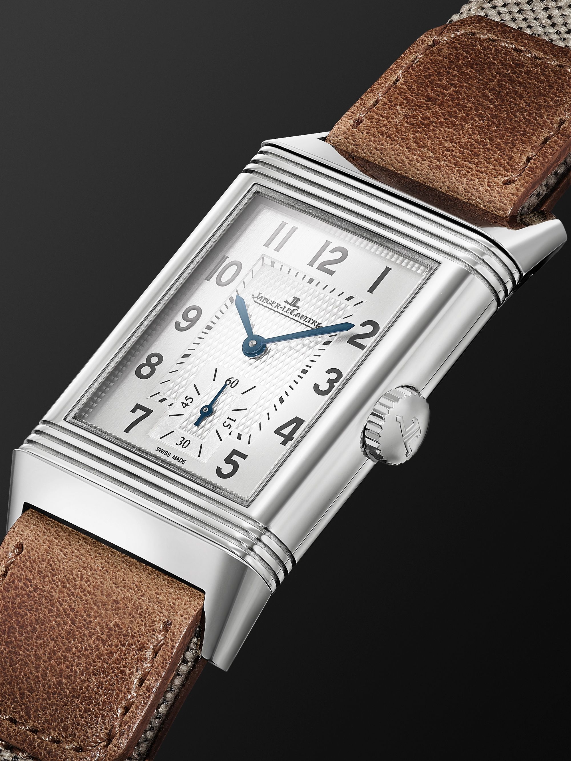 JAEGER-LECOULTRE + MR PORTER Reverso Classic Milan Limited Edition Hand-Wound Stainless Steel, Canvas and Casa Fagliano Leather Watch, Ref. No. JLQ385852M