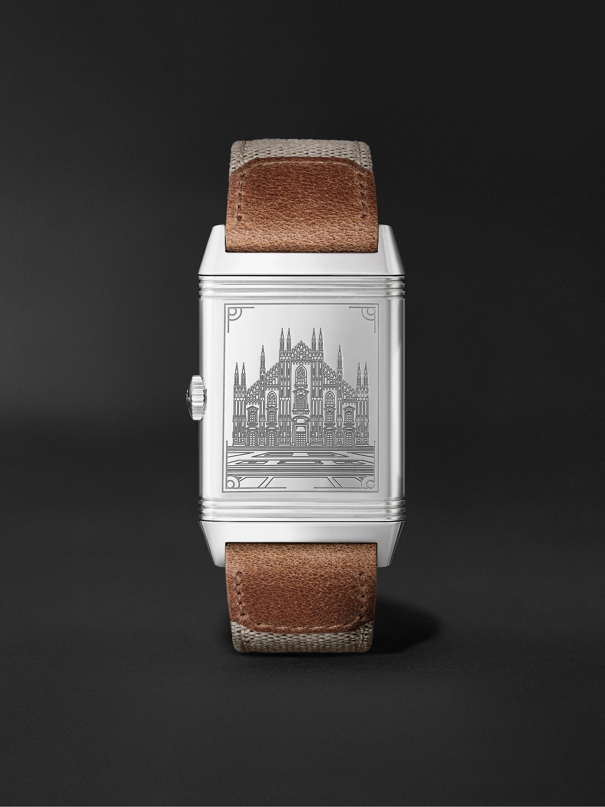 JAEGER-LECOULTRE + MR PORTER Reverso Classic Milan Limited Edition Hand-Wound Stainless Steel, Canvas and Casa Fagliano Leather Watch, Ref. No. JLQ385852M