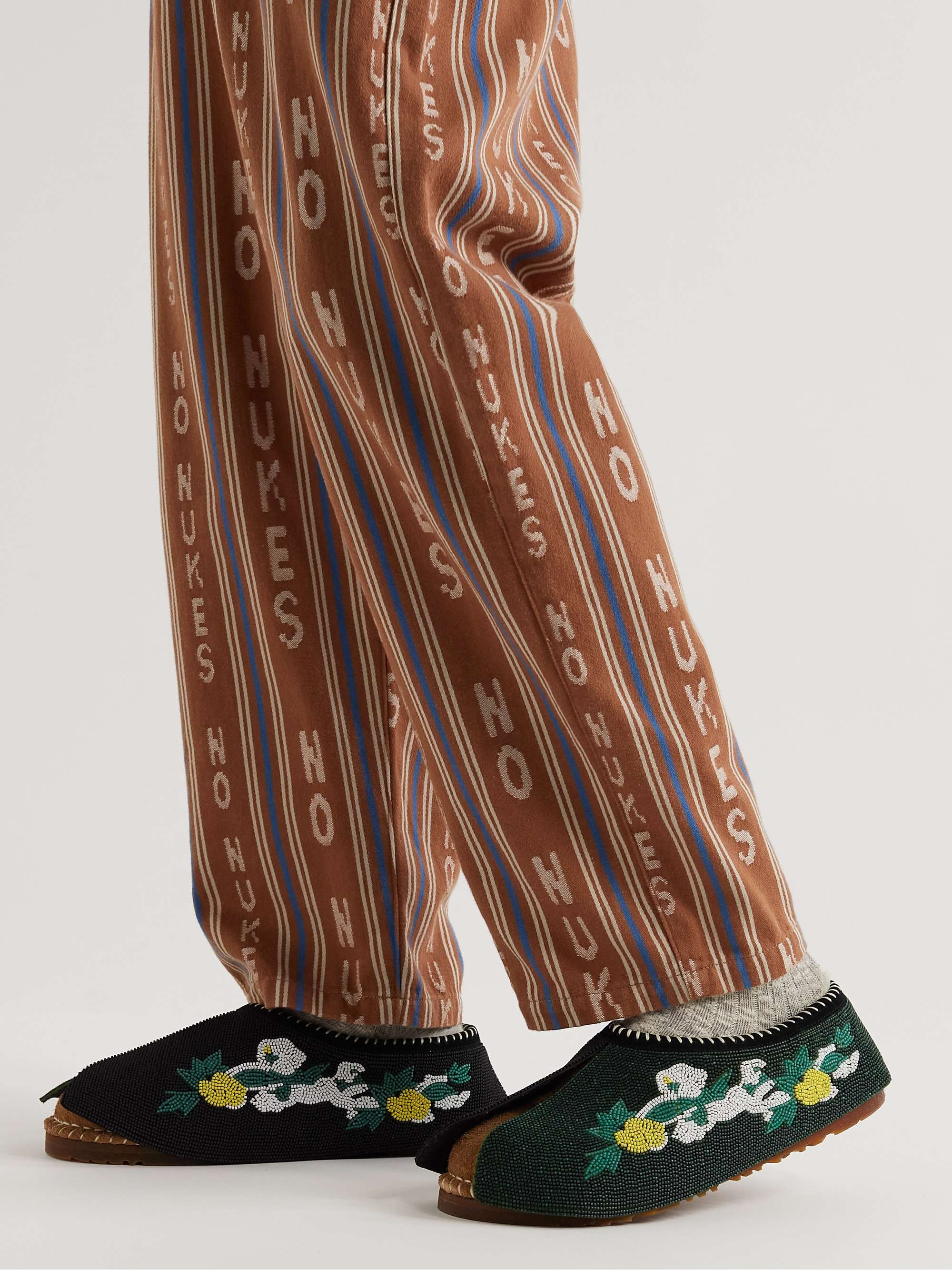 UGG AUSTRALIA + Denim Tears Tasman Shearling-Lined Beaded Suede Slippers