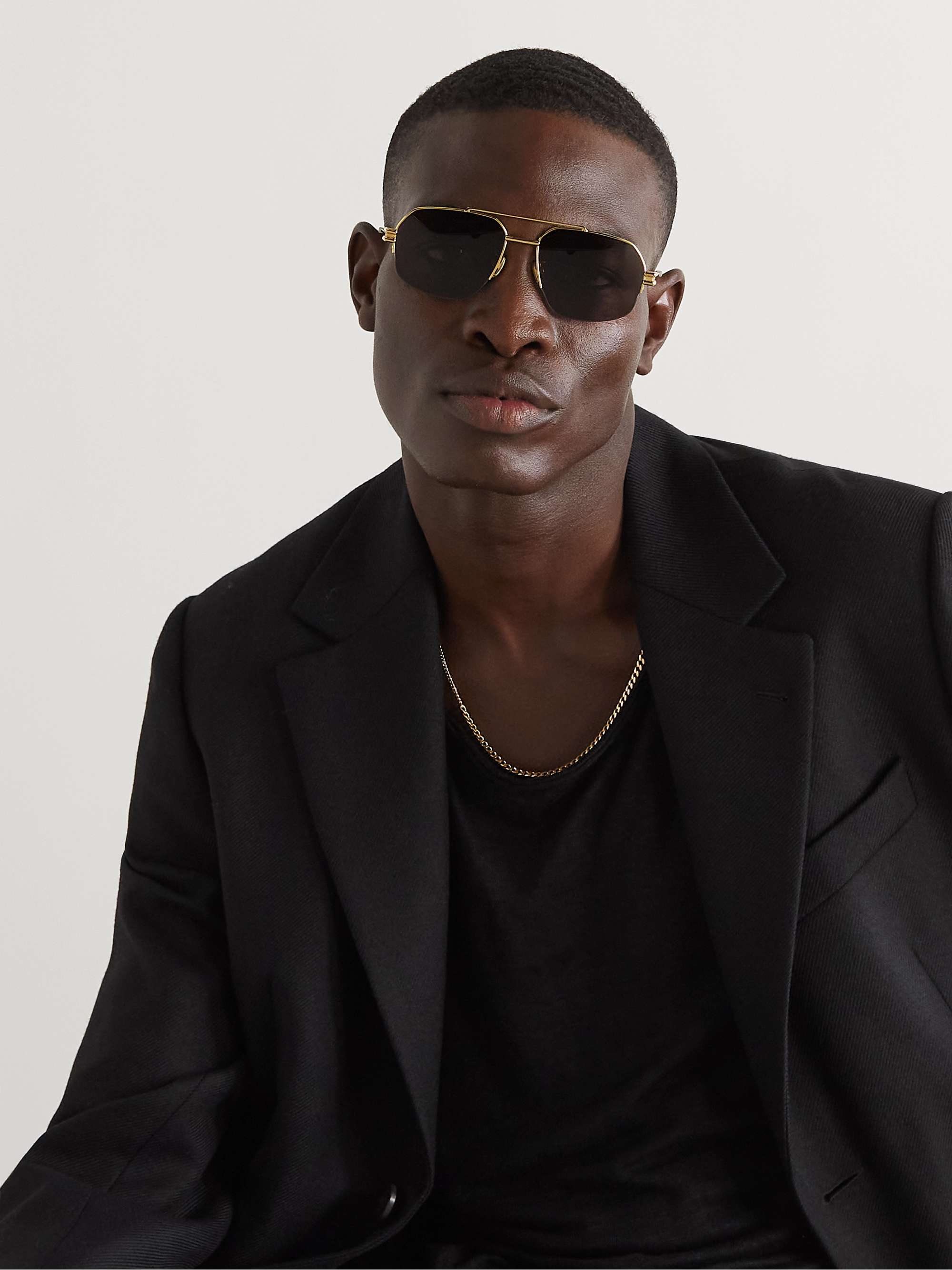 BOTTEGA VENETA EYEWEAR Aviator-Style Gold-Tone Sunglasses