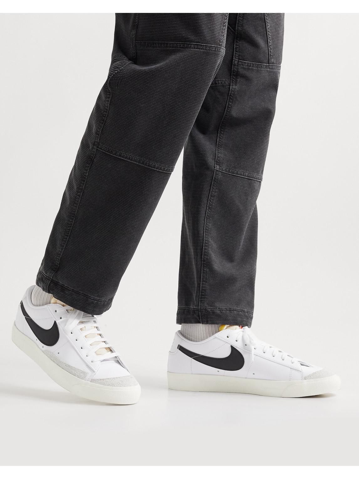 Shop Nike Blazer Low '77 Suede-trimmed Leather Sneakers In White
