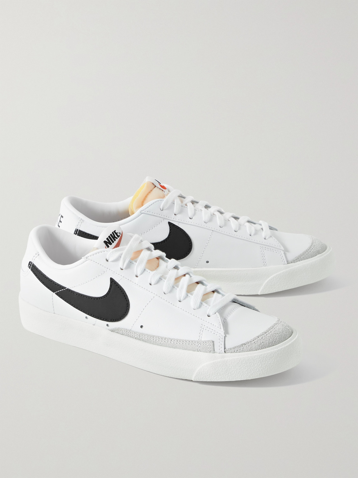 Shop Nike Blazer Low '77 Suede-trimmed Leather Sneakers In White