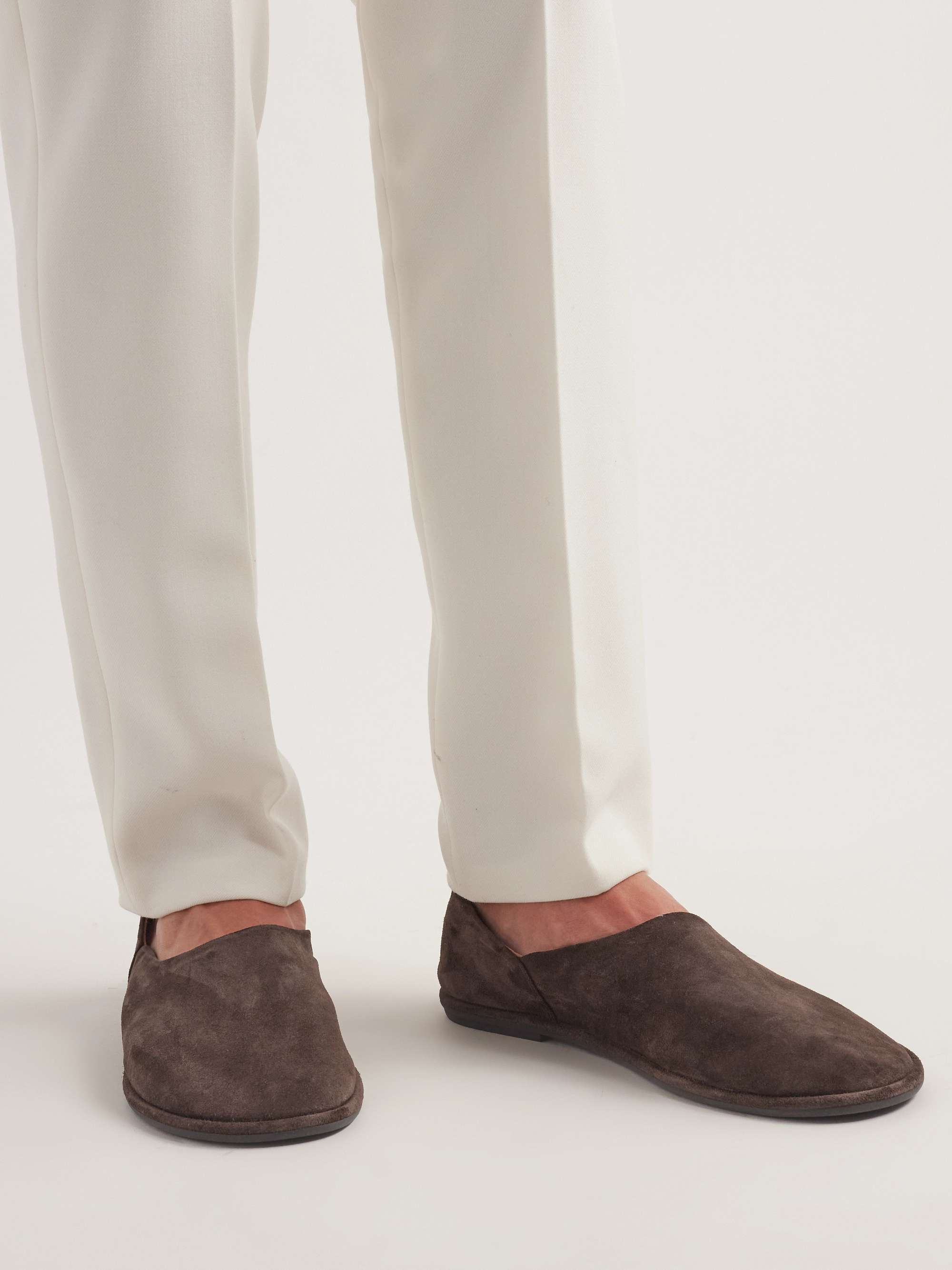 THE ROW Collapsible-Heel Suede Loafers