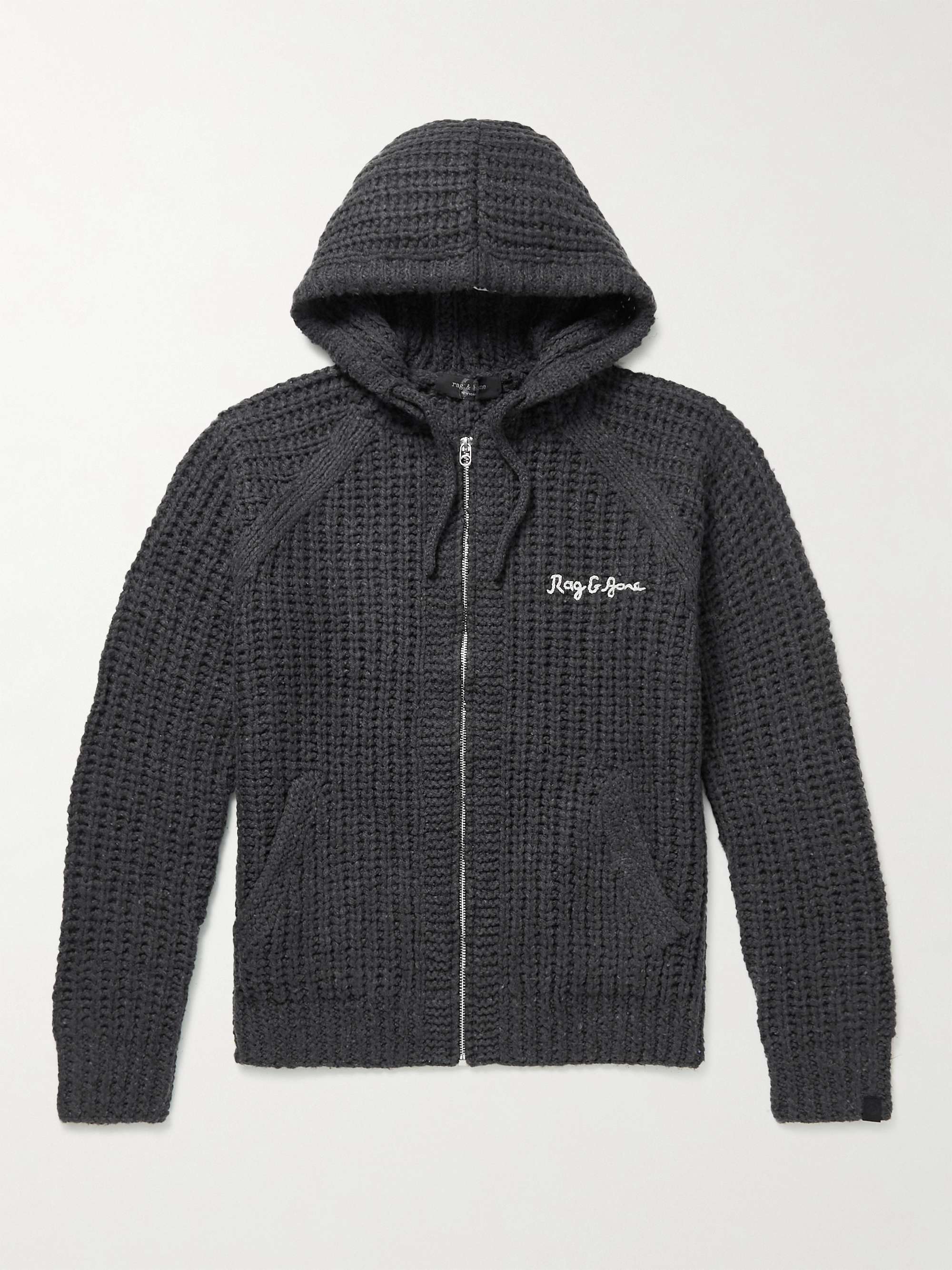 Mens knitted store zip up hoodie