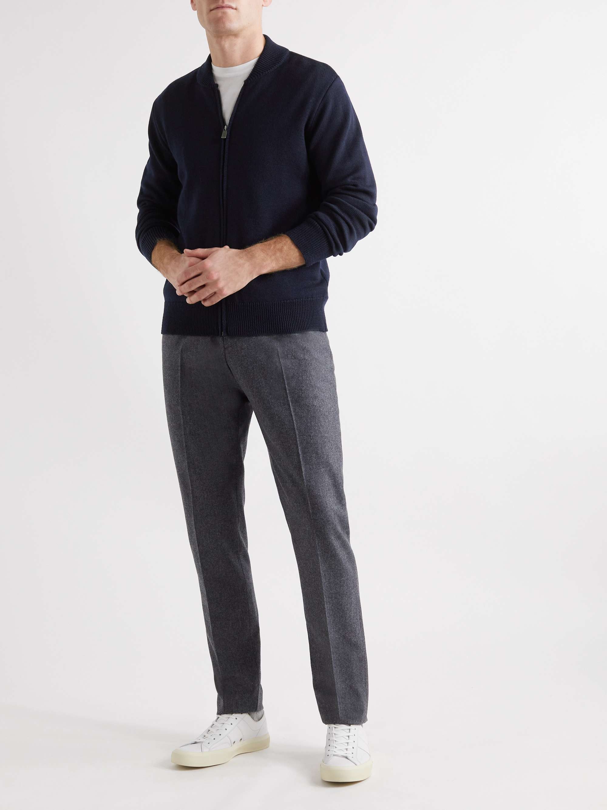 RICHARD JAMES Merino Wool Zip-Up Cardigan