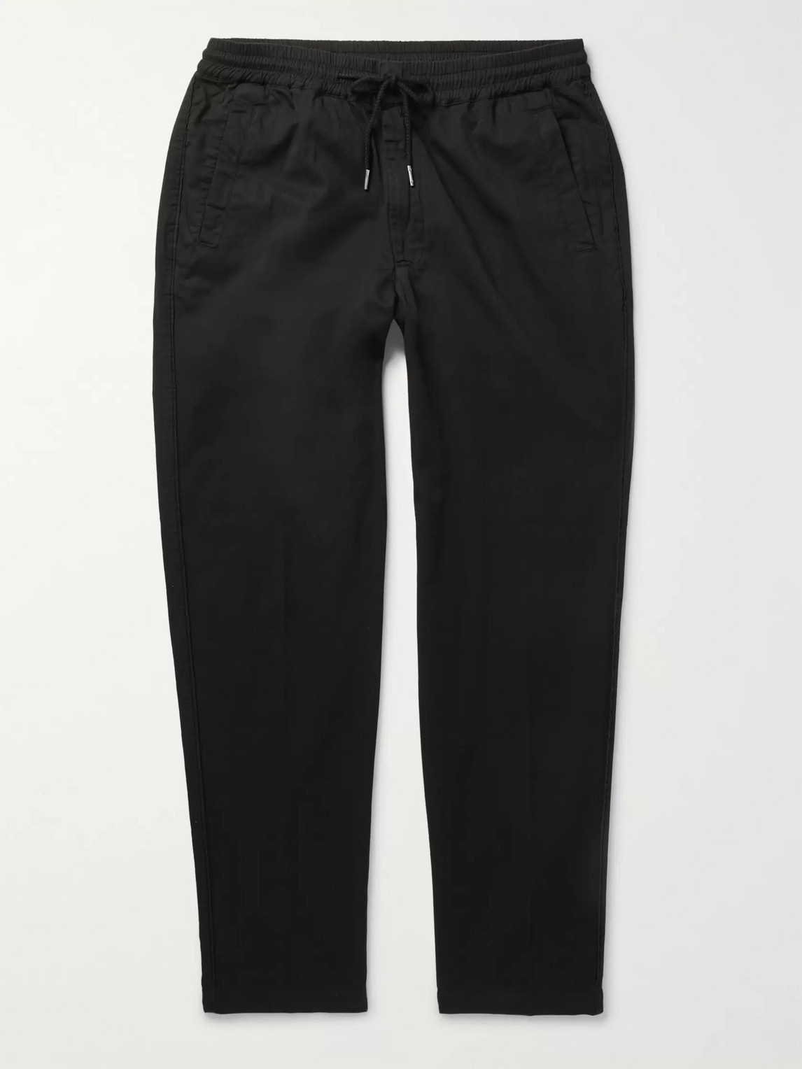 Folk Tapered Cotton-twill Drawstring Trousers In Black