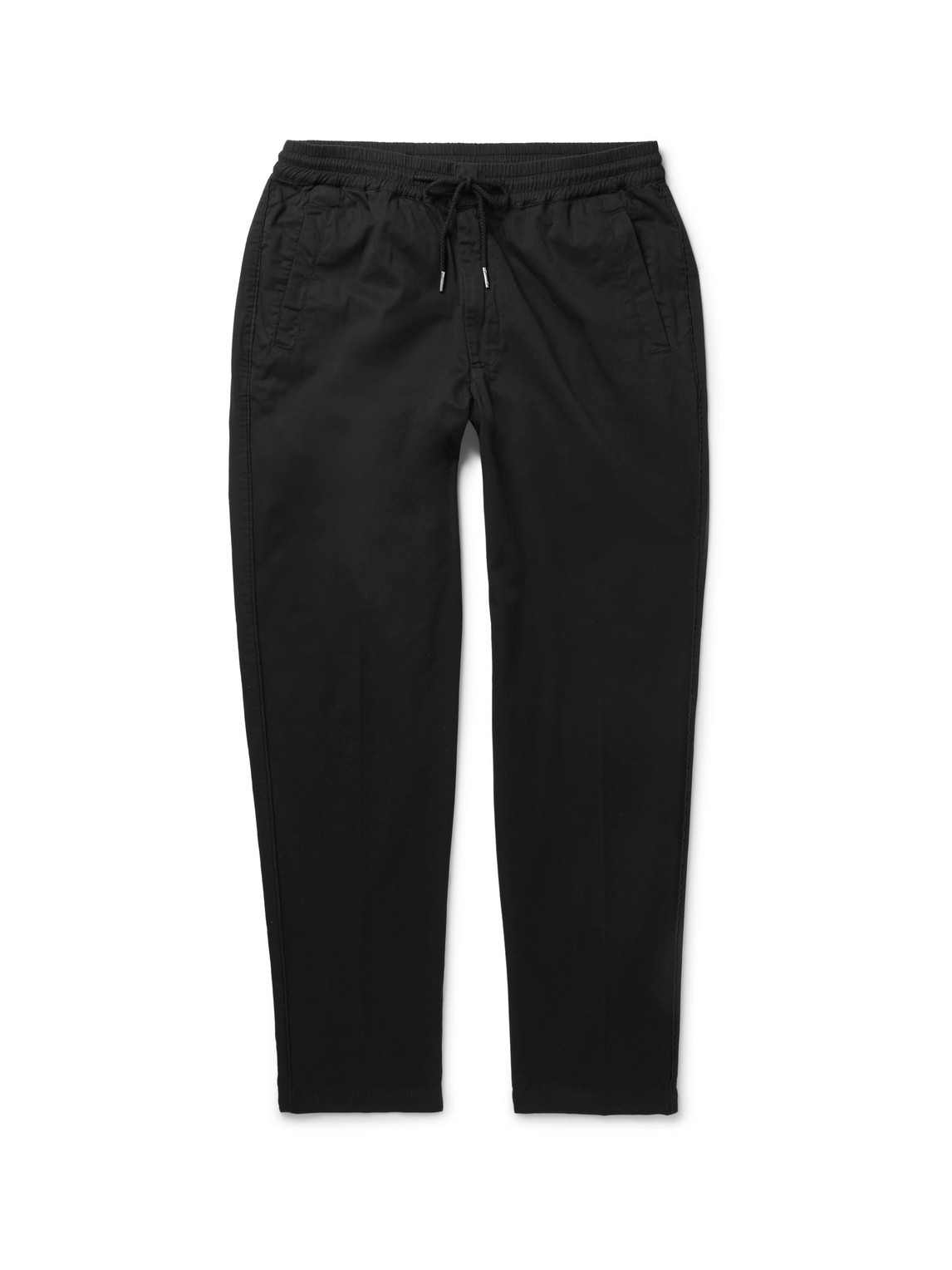 Folk Tapered Cotton-twill Drawstring Trousers In Black