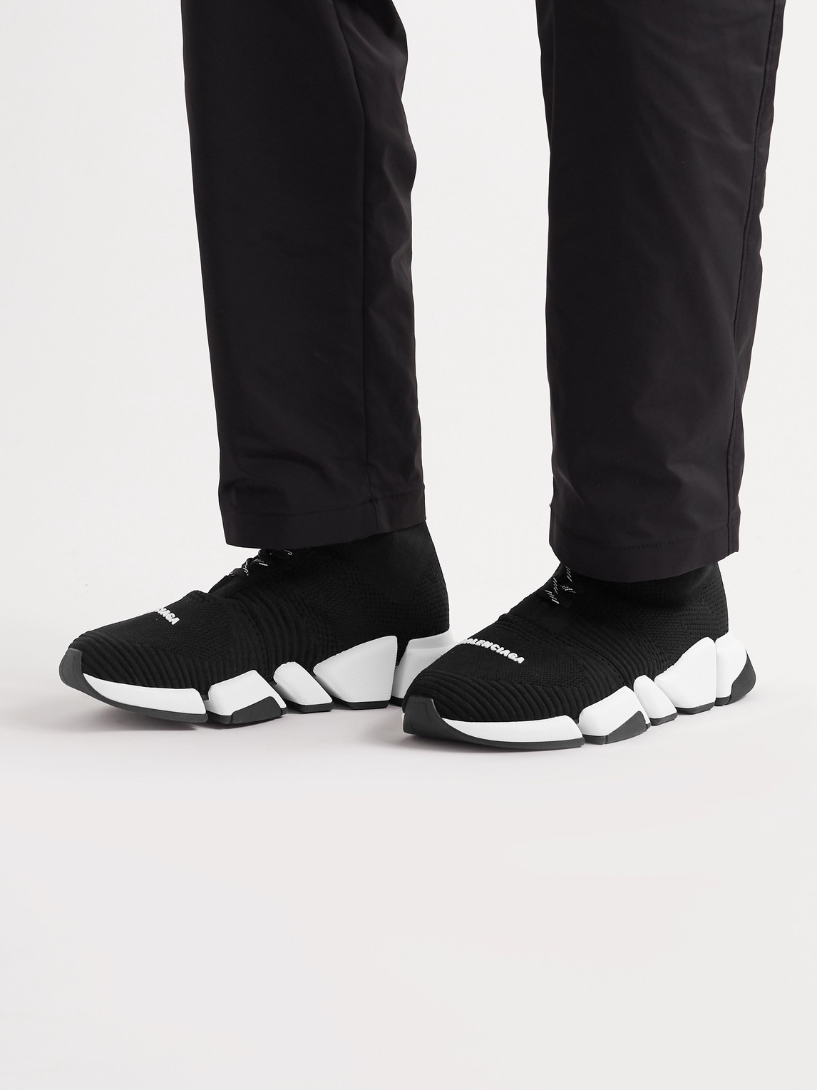 Shop Balenciaga Speed 2.0 Stretch-knit Sneakers In Black