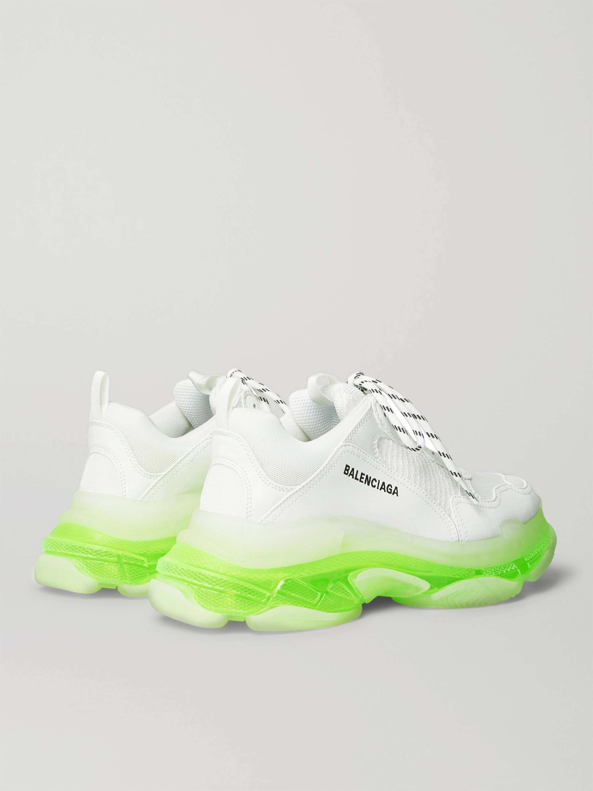 BALENCIAGA Triple S Clear Sole Mesh and Leather Sneakers