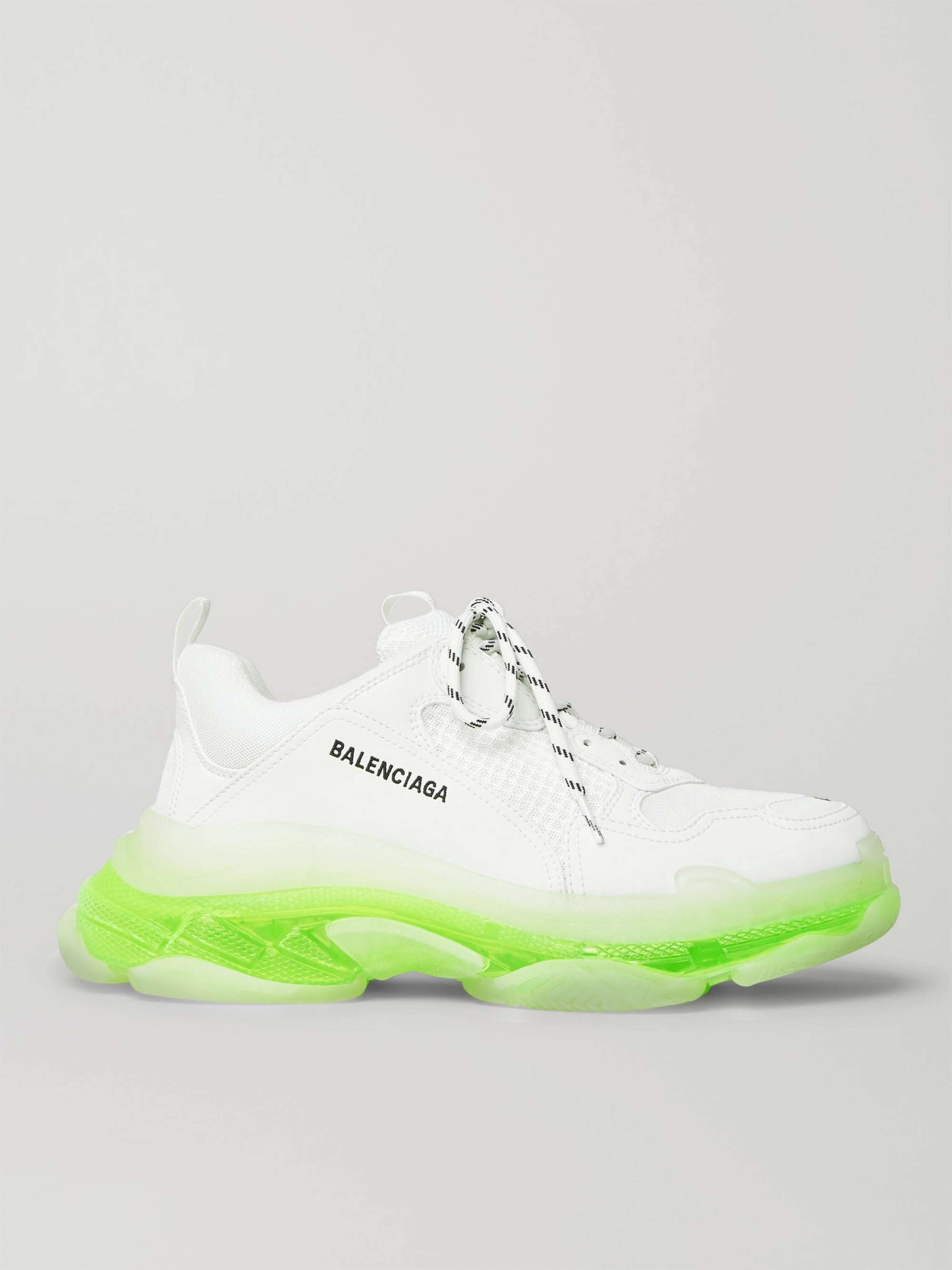 BALENCIAGA Triple S Clear Sole Mesh and Leather Sneakers