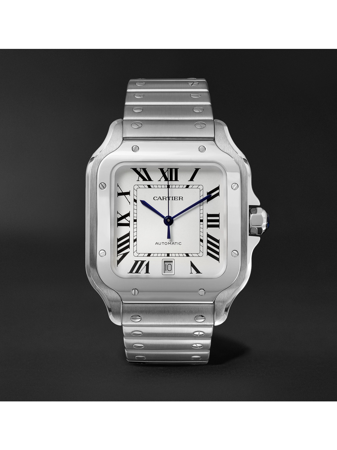 Cartier Santos Automatic 39.8mm Interchangeable Stainless Steel And Leather Watch , Ref. No. Wssa0009 In White