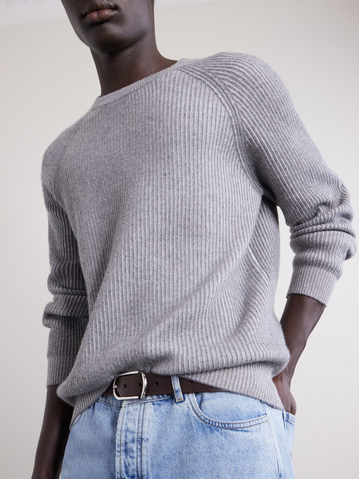 Striped Ribbed Cashmere Sweater