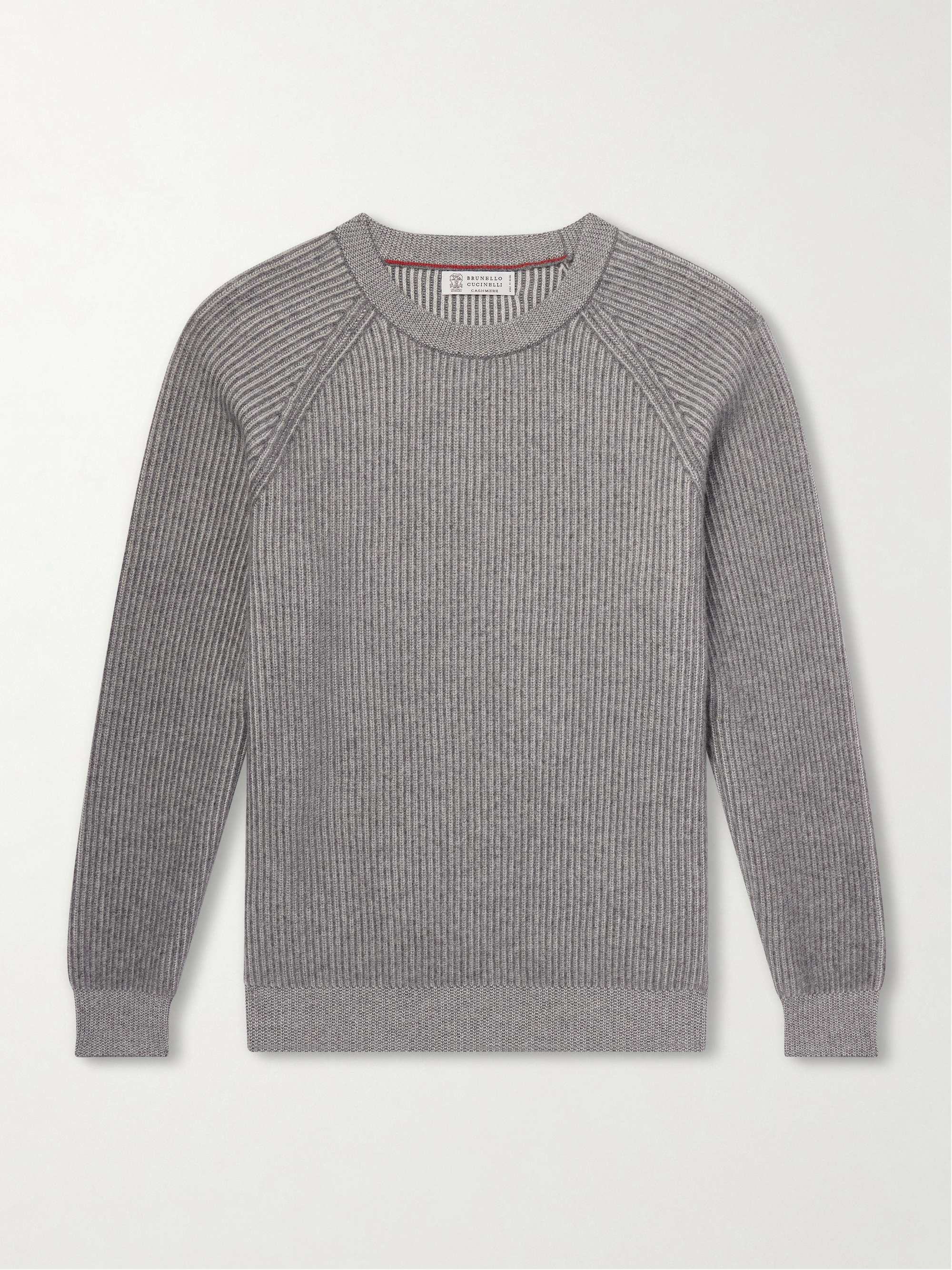 BRUNELLO CUCINELLI Striped Ribbed Cashmere Sweater