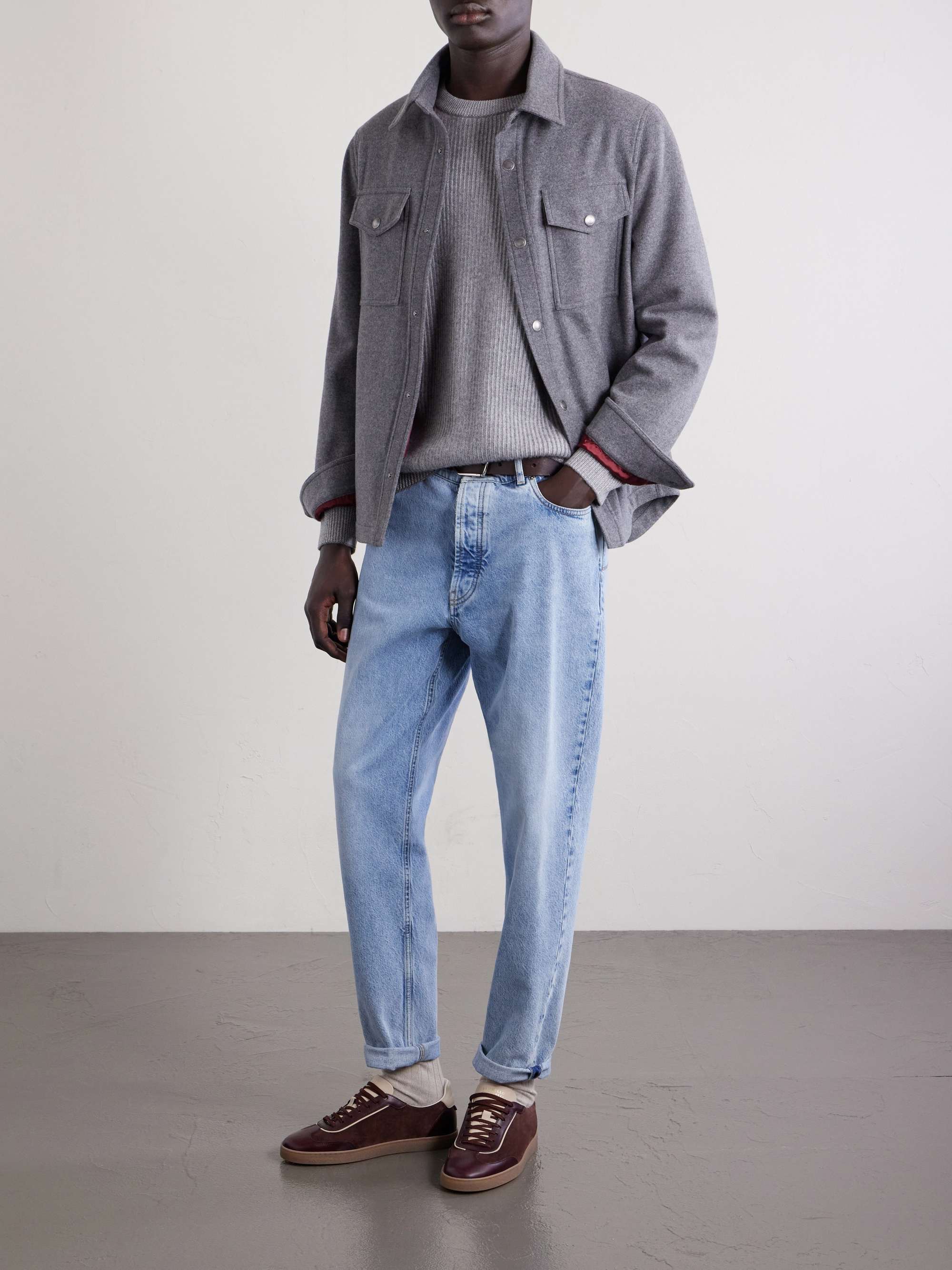 BRUNELLO CUCINELLI Striped Ribbed Cashmere Sweater